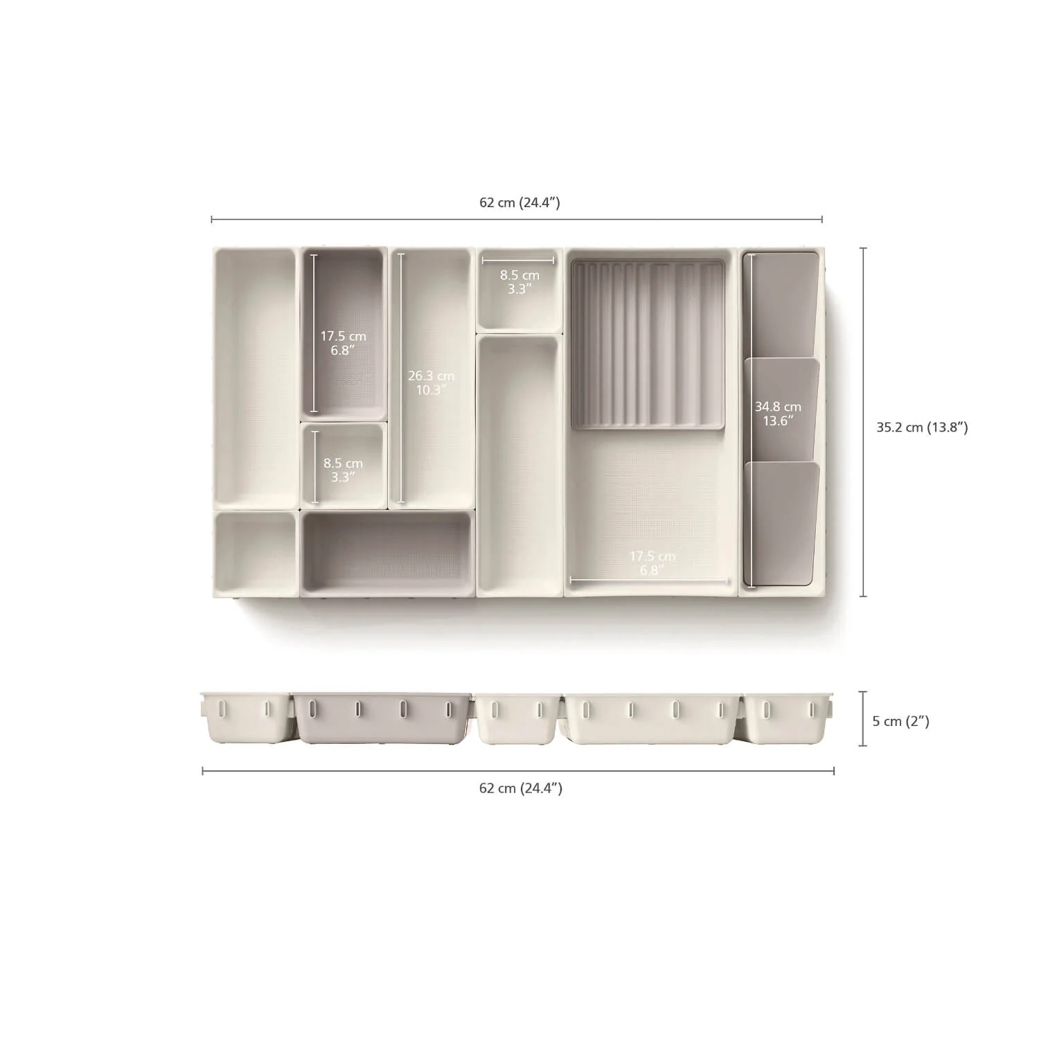Joseph Joseph Viva 12-Piece Make-Up Drawer Organiser Set - Shell - Image 13