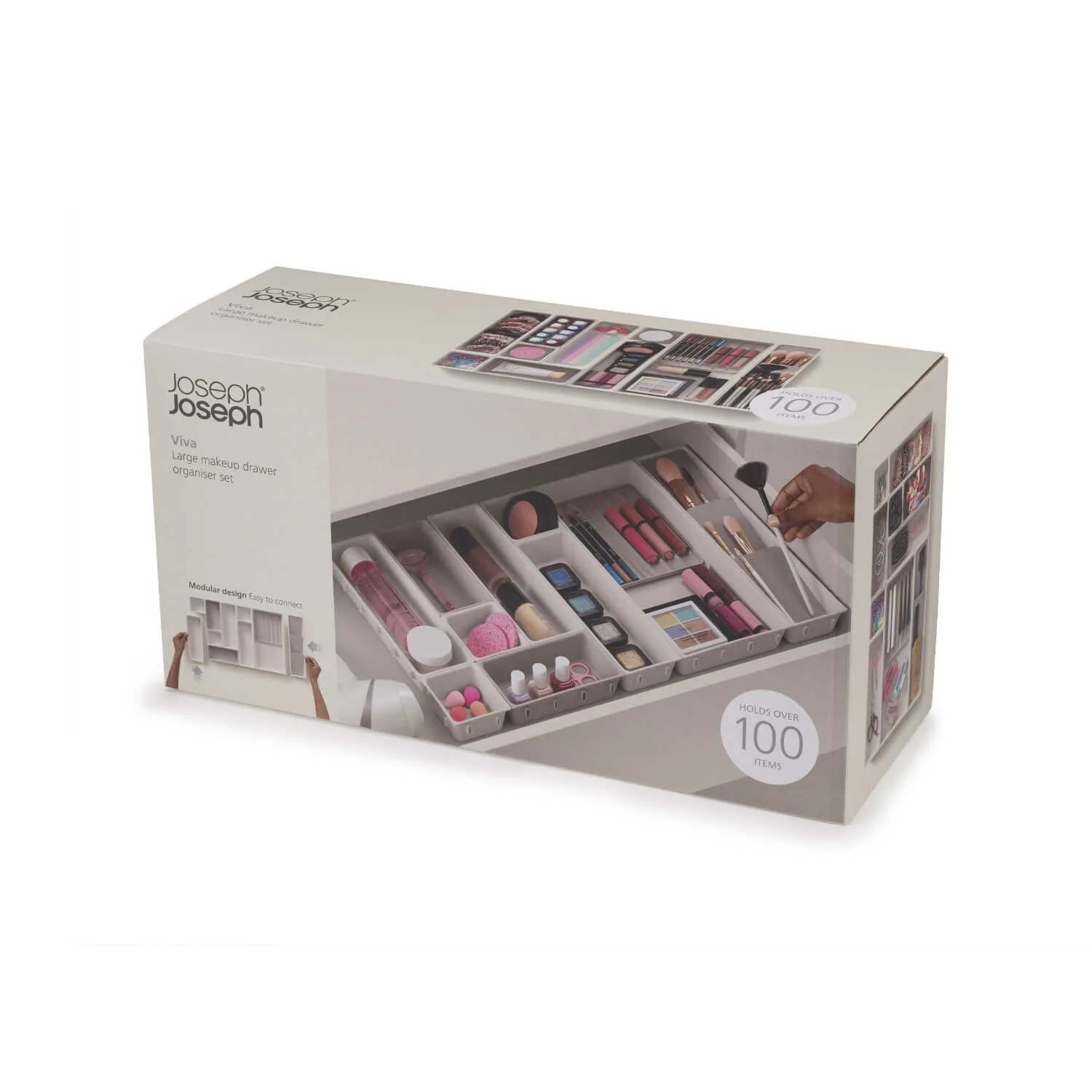 Joseph Joseph Viva 12-Piece Make-Up Drawer Organiser Set - Shell - Image 5