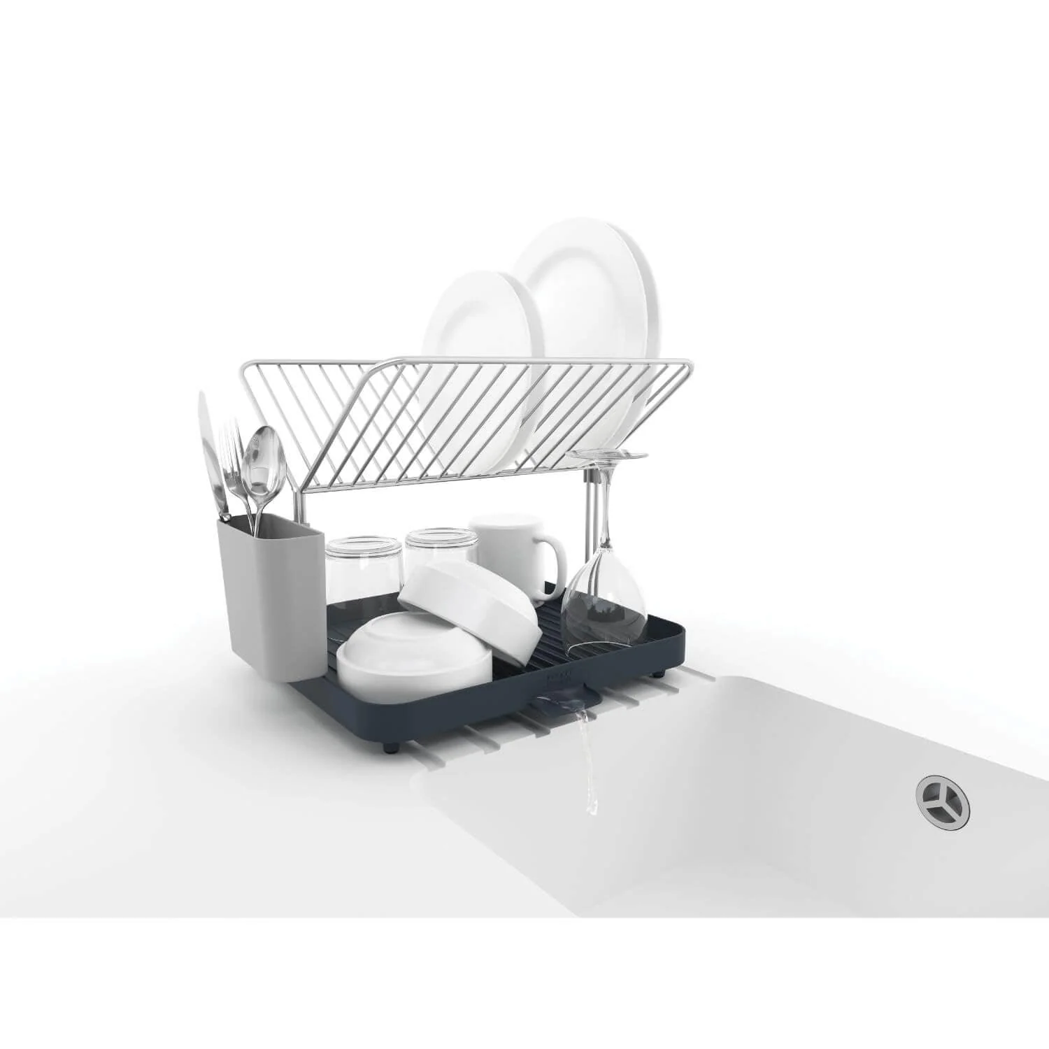 Joseph Joseph Y-Rack 2 Tier Dish Rack - Grey - Image 3