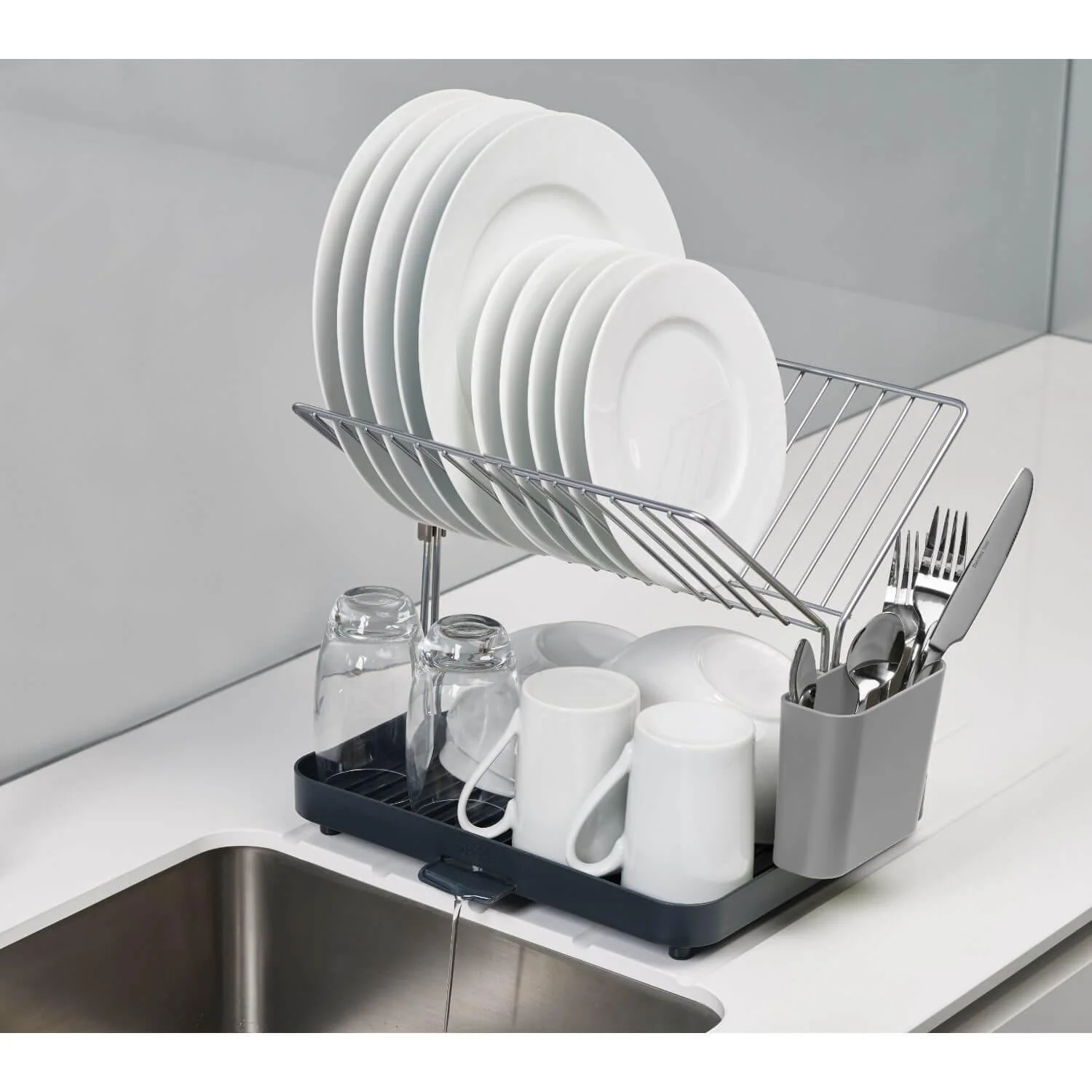 Joseph Joseph Y-Rack 2 Tier Dish Rack - Grey - Image 7