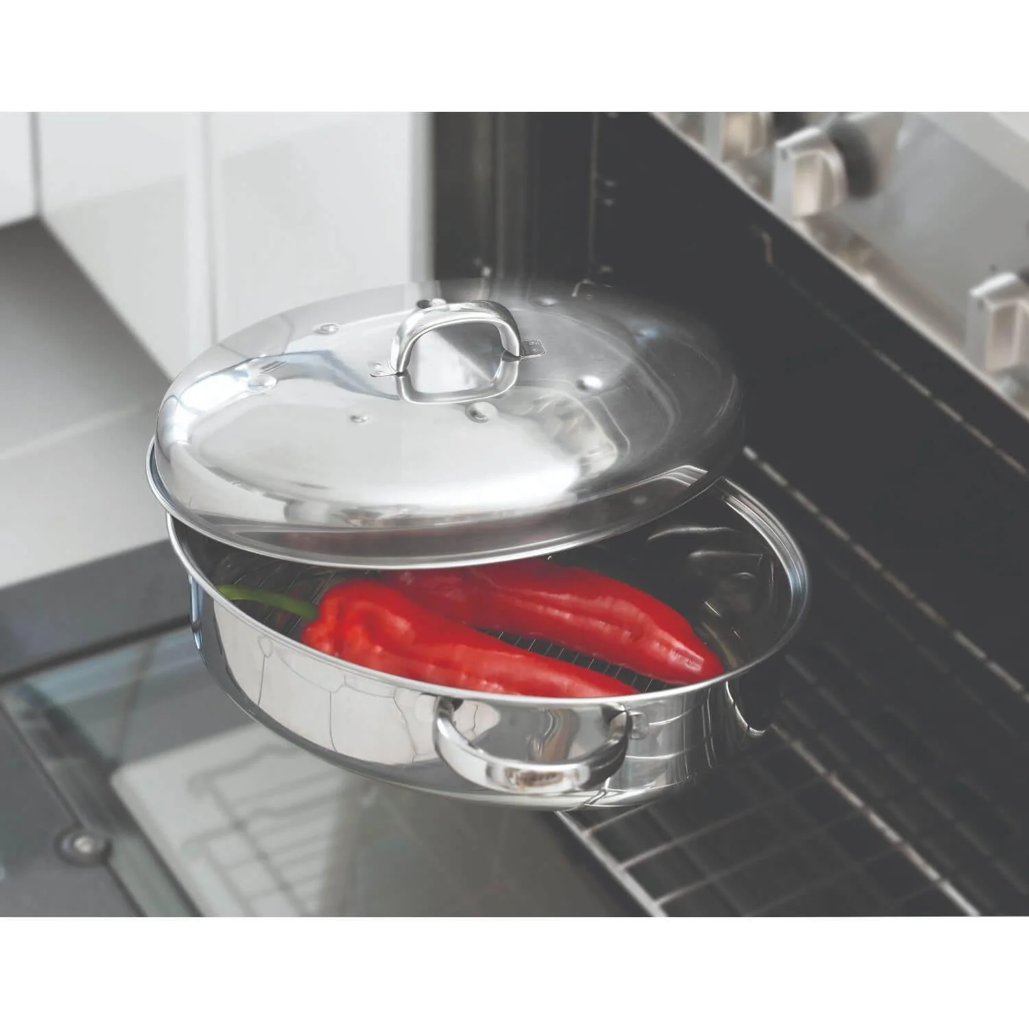 Judge High Oval Stainless Steel Roaster With Self Basting Lid - 32cm - Image 2