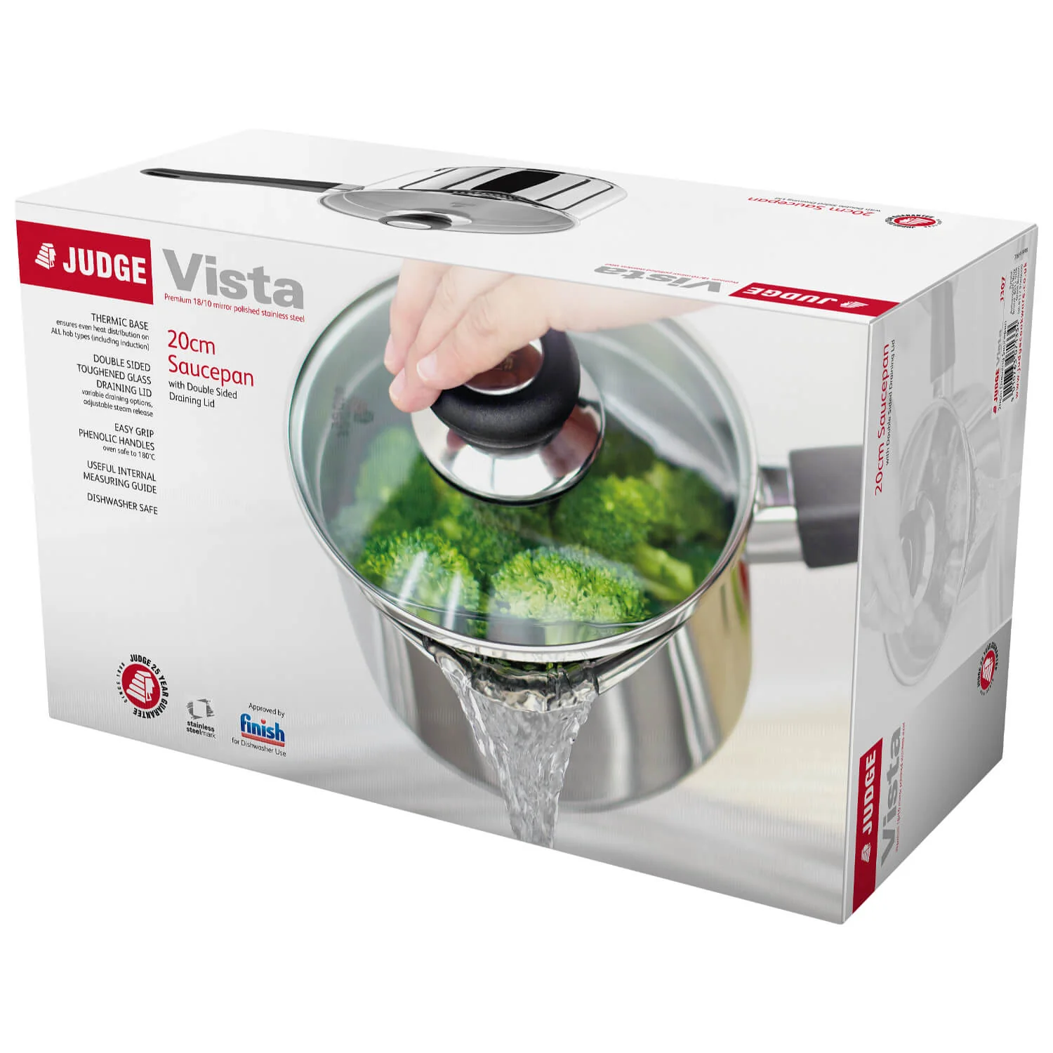 Judge Vista 20cm Stainless Steel Draining Saucepan - 3 Litre - Image 4