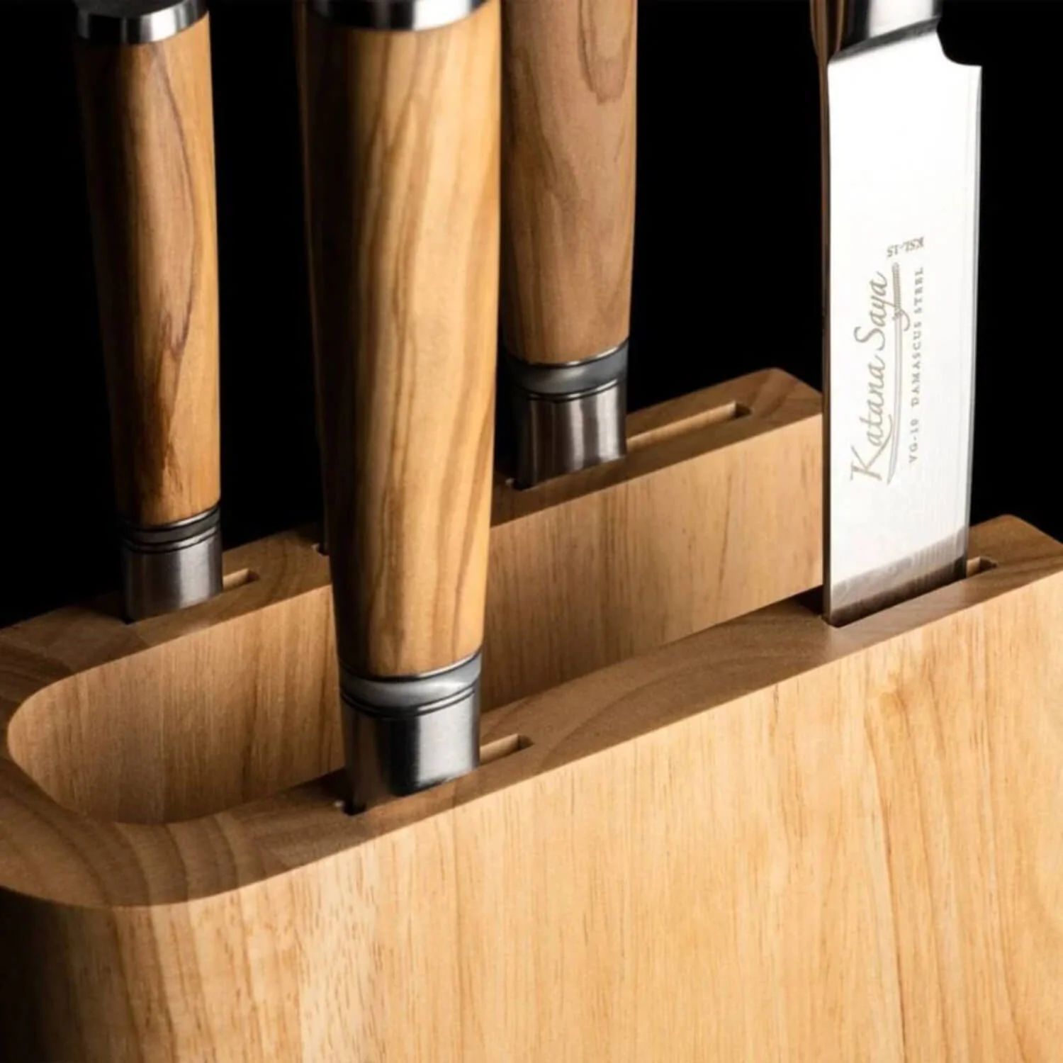 Katana Saya KSO-600/6B Olivewood 6-Piece Knife Block Set - Image 4