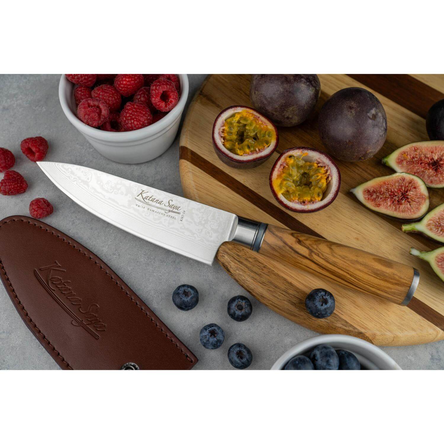 Katana Saya Olivewood 15cm Cooks Knife - Image 5