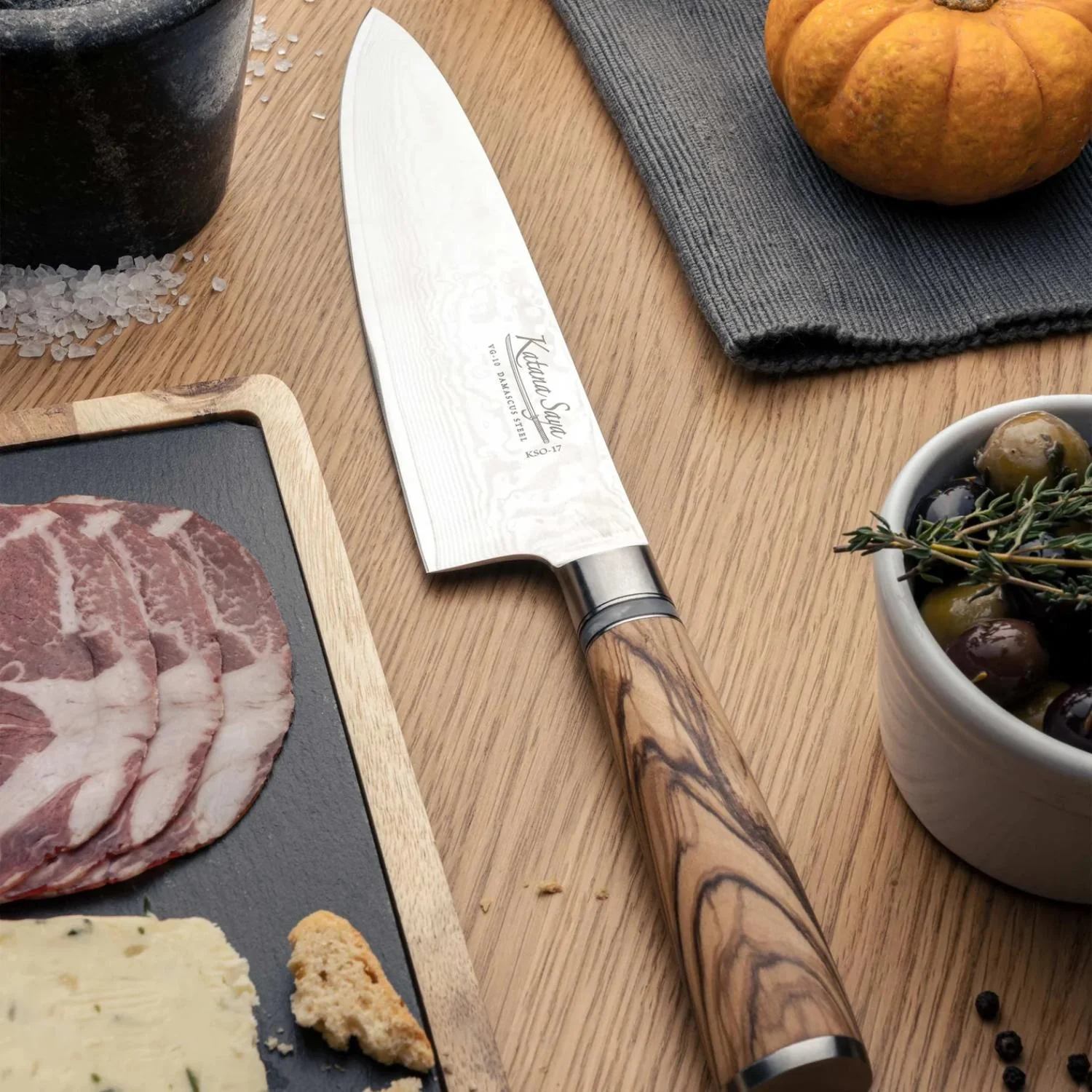 Katana Saya Olivewood 20cm Chef's Knife - Image 5