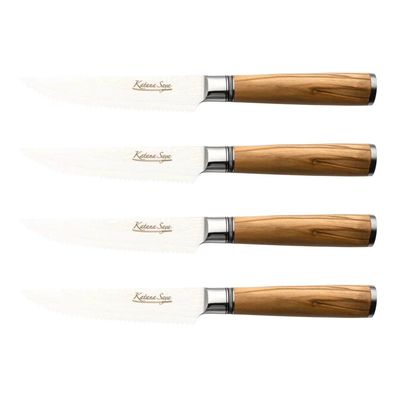 Katana Saya Olivewood 4-Piece Steak Knife Set