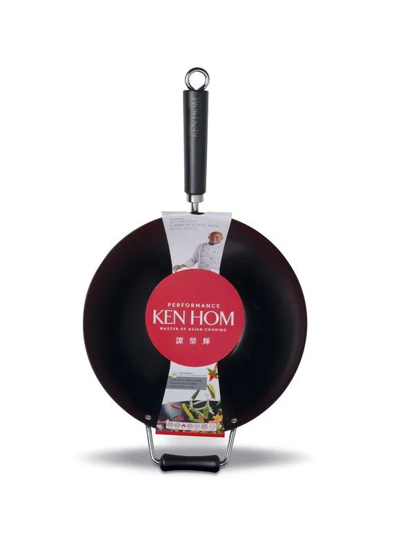 Ken Hom Performance Non-Stick Carbon Steel Wok - 32cm