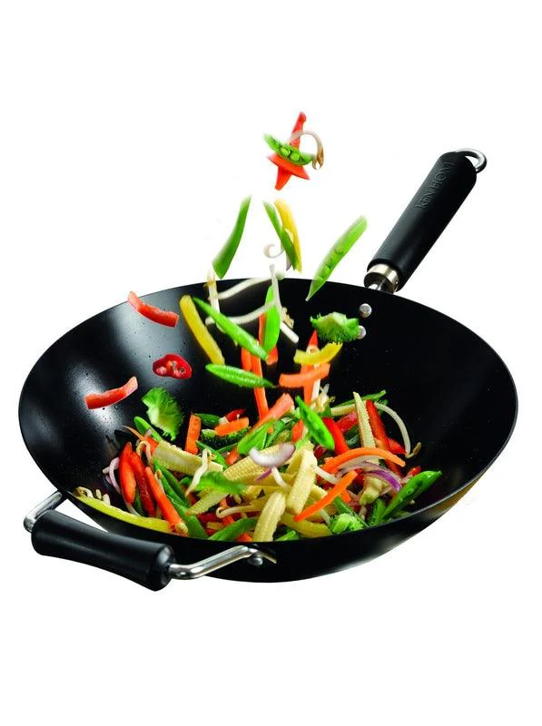 Ken Hom Performance Non-Stick Carbon Steel Wok - 36cm - Image 2