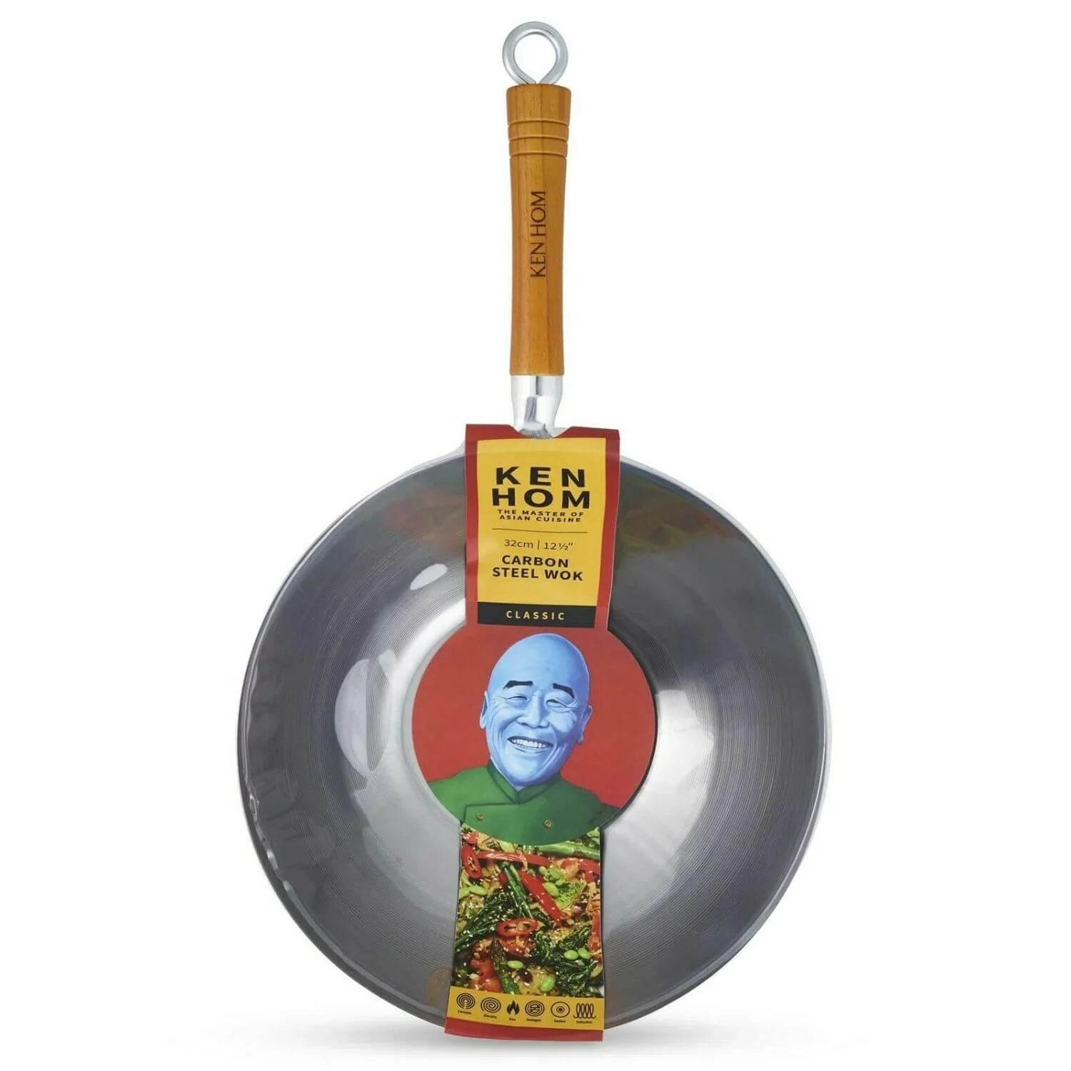 Ken Hom Classic Carbon Steel Wok - 32cm - Image 4