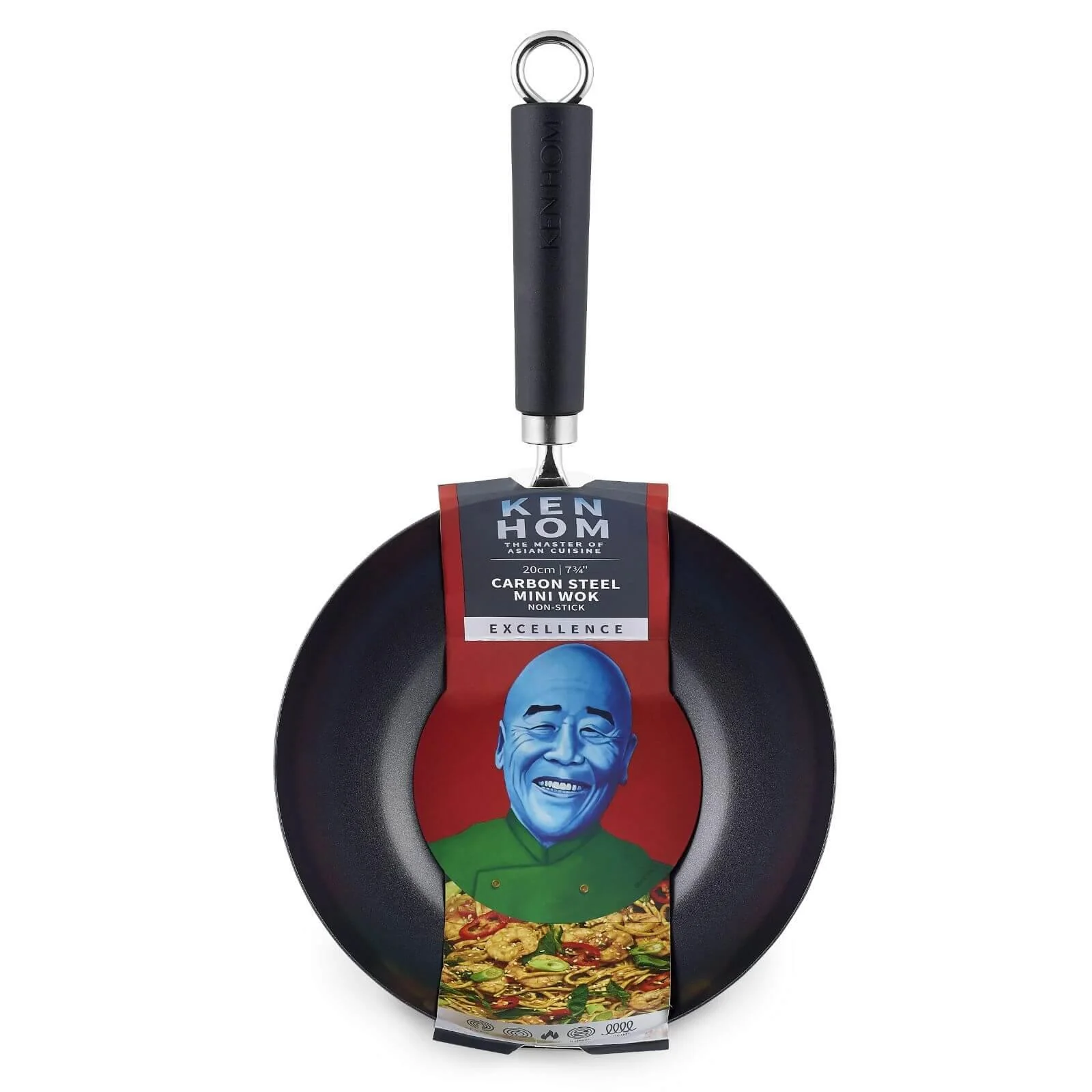 Ken Hom Excellence Non-Stick Carbon Steel Wok - 20cm - Image 6