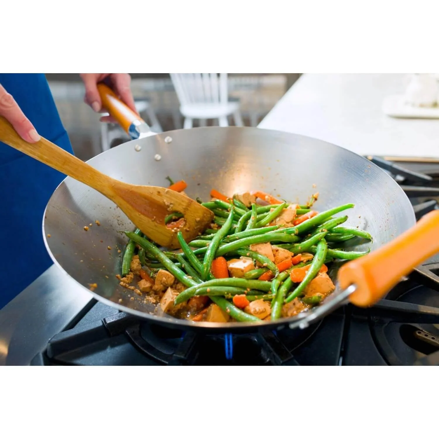 Ken Hom Excellence Non-Stick Carbon Steel Wok - 32cm - Image 3