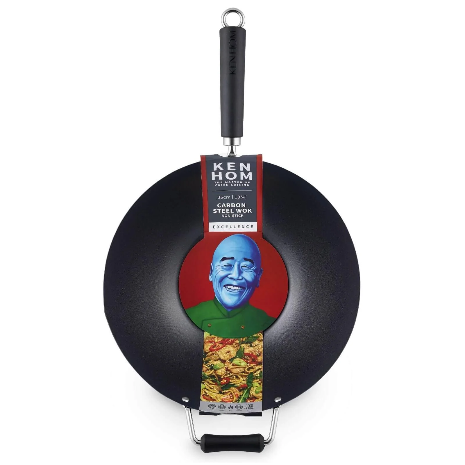 Ken Hom Excellence Non-Stick Carbon Steel Wok - 35cm - Image 4