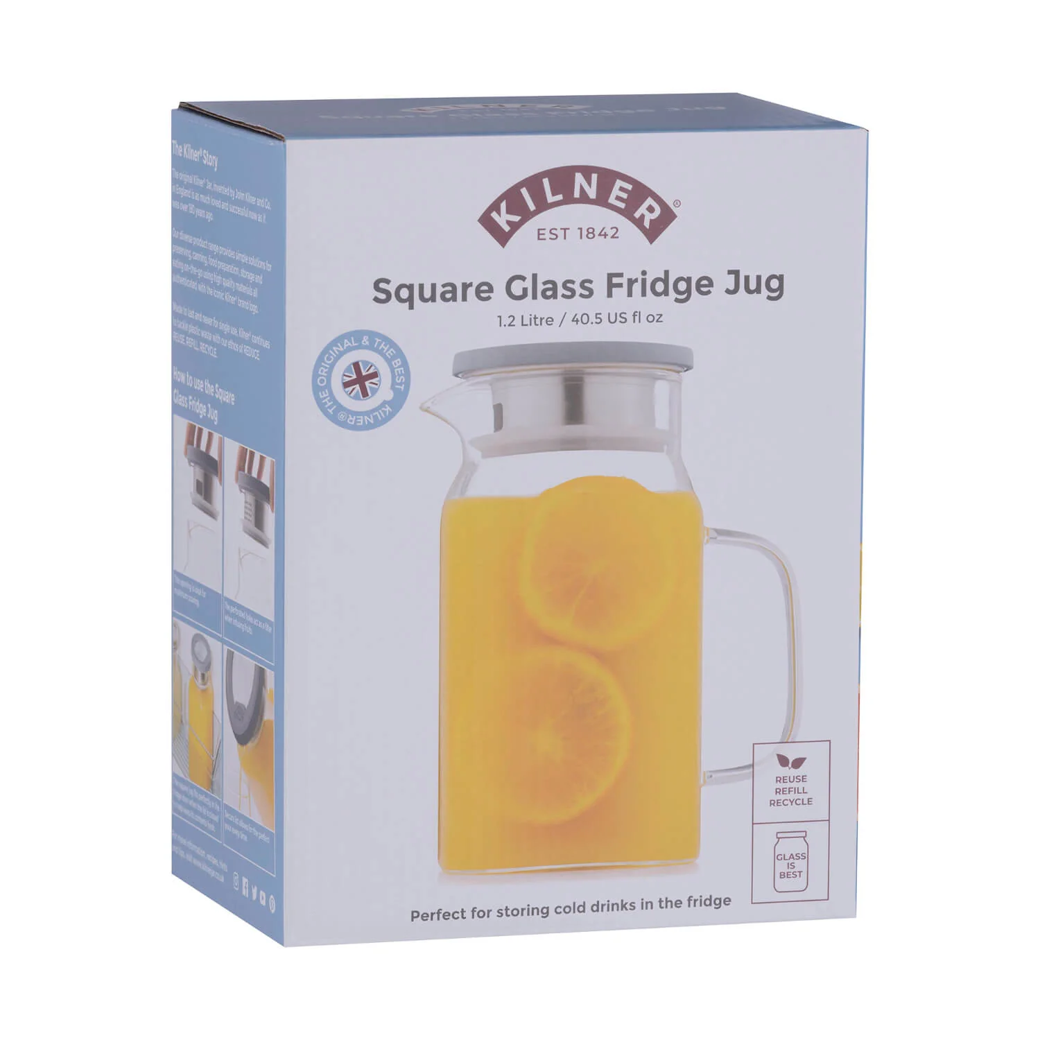 Kilner Fresh Square Glass Fridge Jug - 1.2 Litre - Image 8