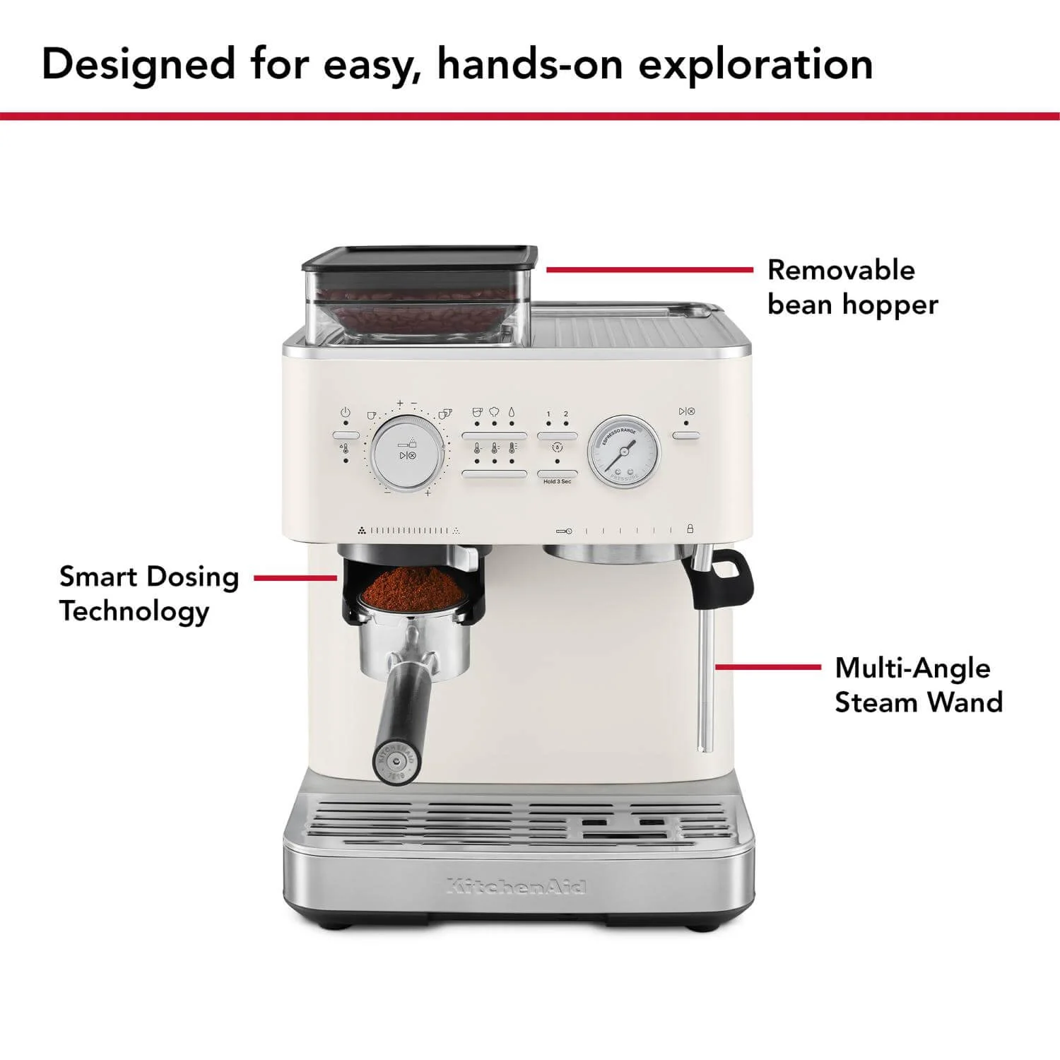 KitchenAid 5KES6551BPL Semi Automatic Espresso Machine with Burr Grinder - Porcelain - Image 7