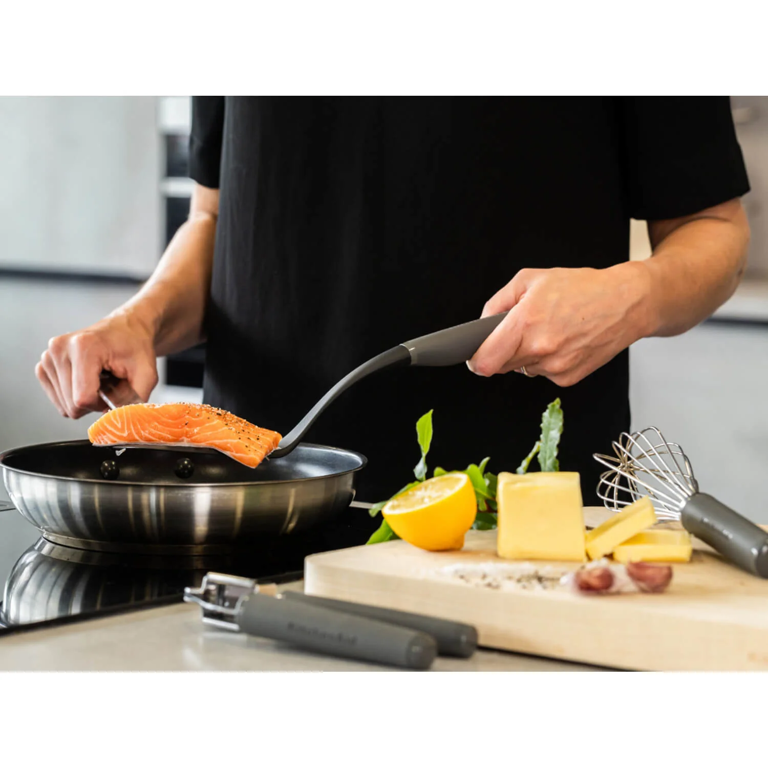 KitchenAid Soft Grip Slotted Turner - Charcoal Grey - Image 5