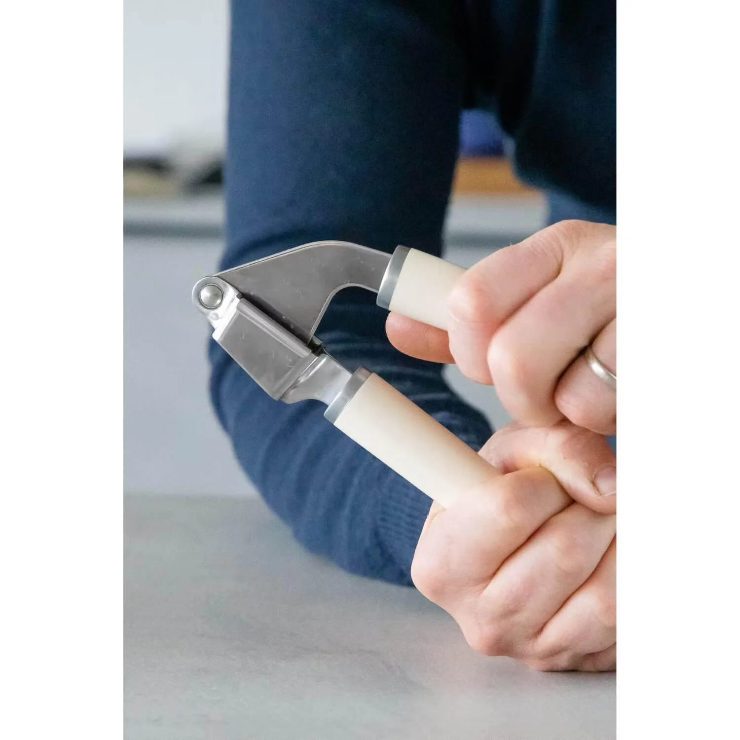 KitchenAid Utensils Stainless Steel Garlic Press - Almond Cream - Image 3