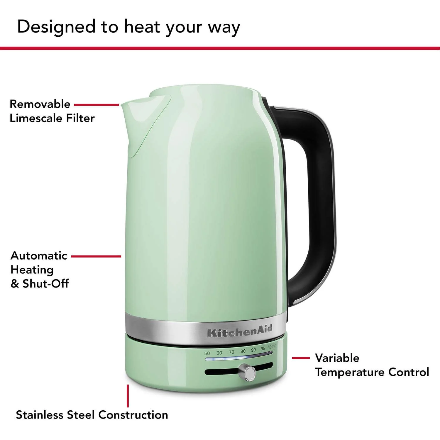 KitchenAid Variable Temperature 5KEK1701BPT 1.7 Litre Kettle - Pistachio - Image 7
