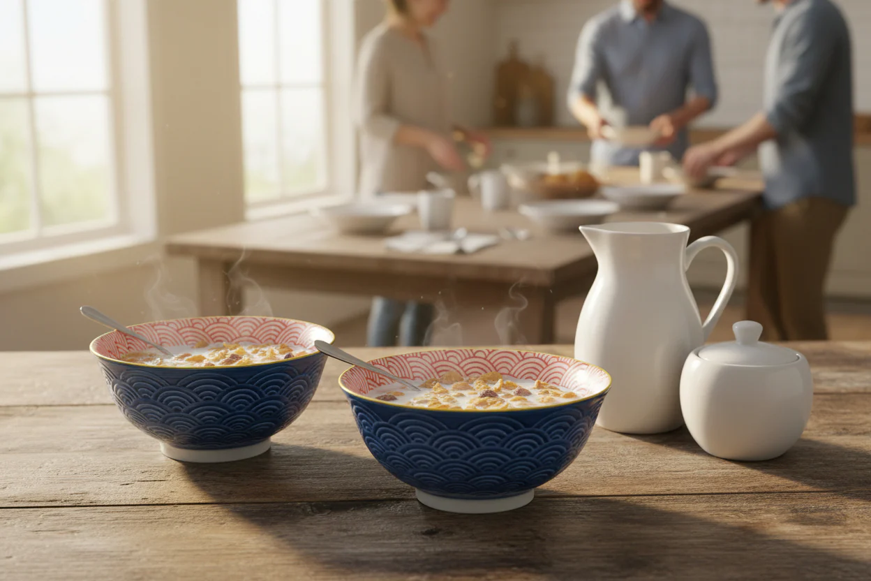 KitchenCraft Stoneware Bowl - Blue Arched Pattern - Image 2