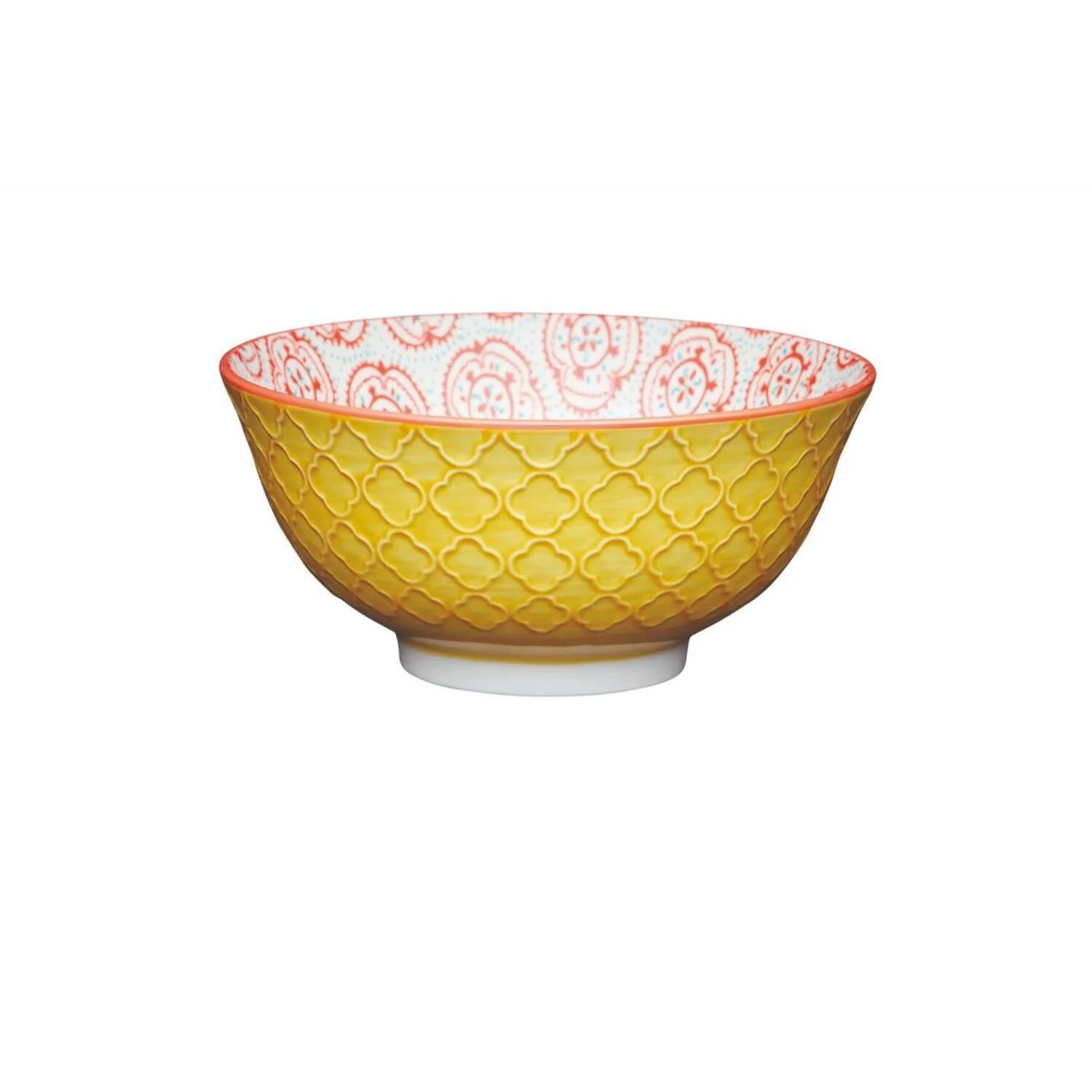 KitchenCraft Stoneware Bowl - Bright Yellow Floral