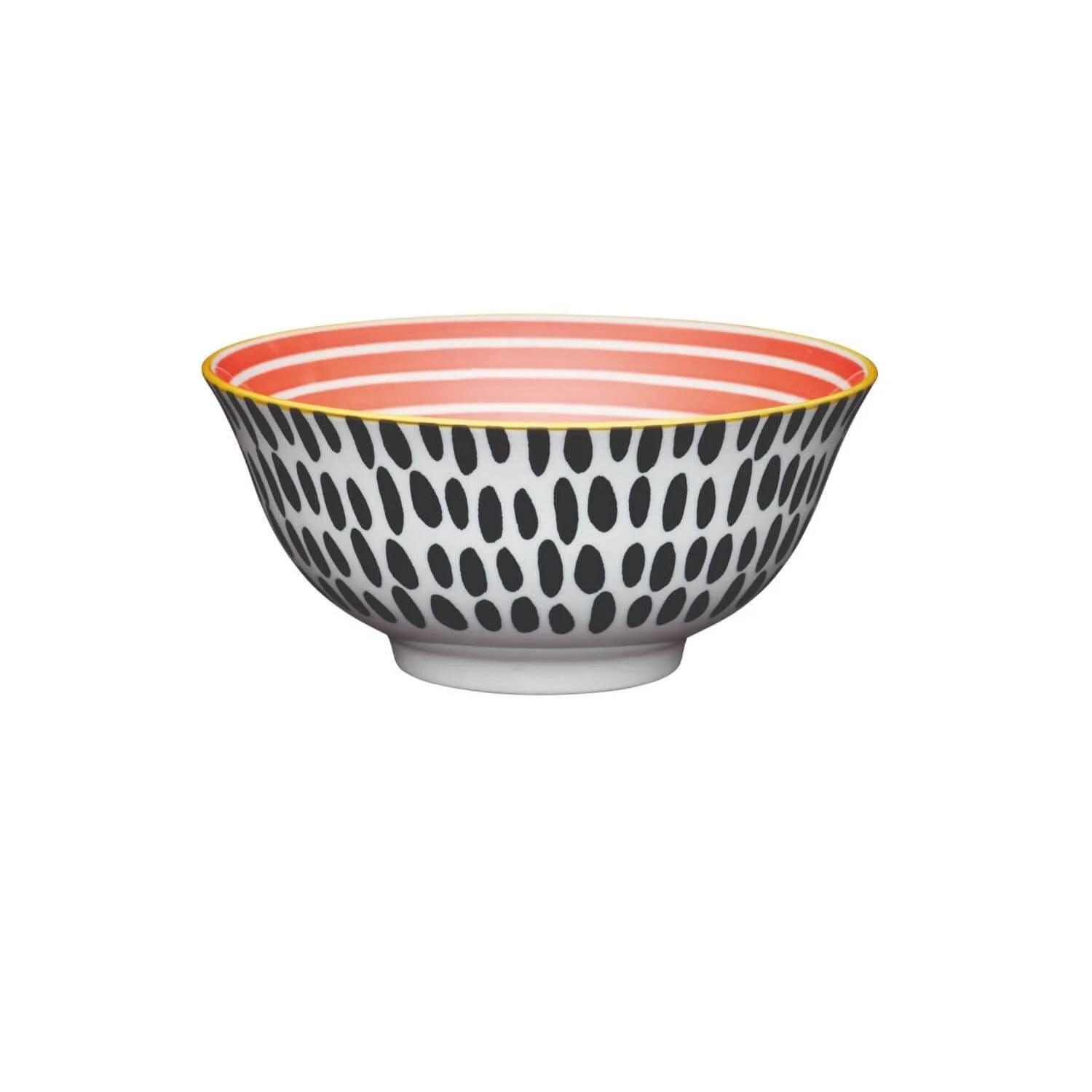 KitchenCraft Stoneware Bowl - Red Swirl & Black Dots