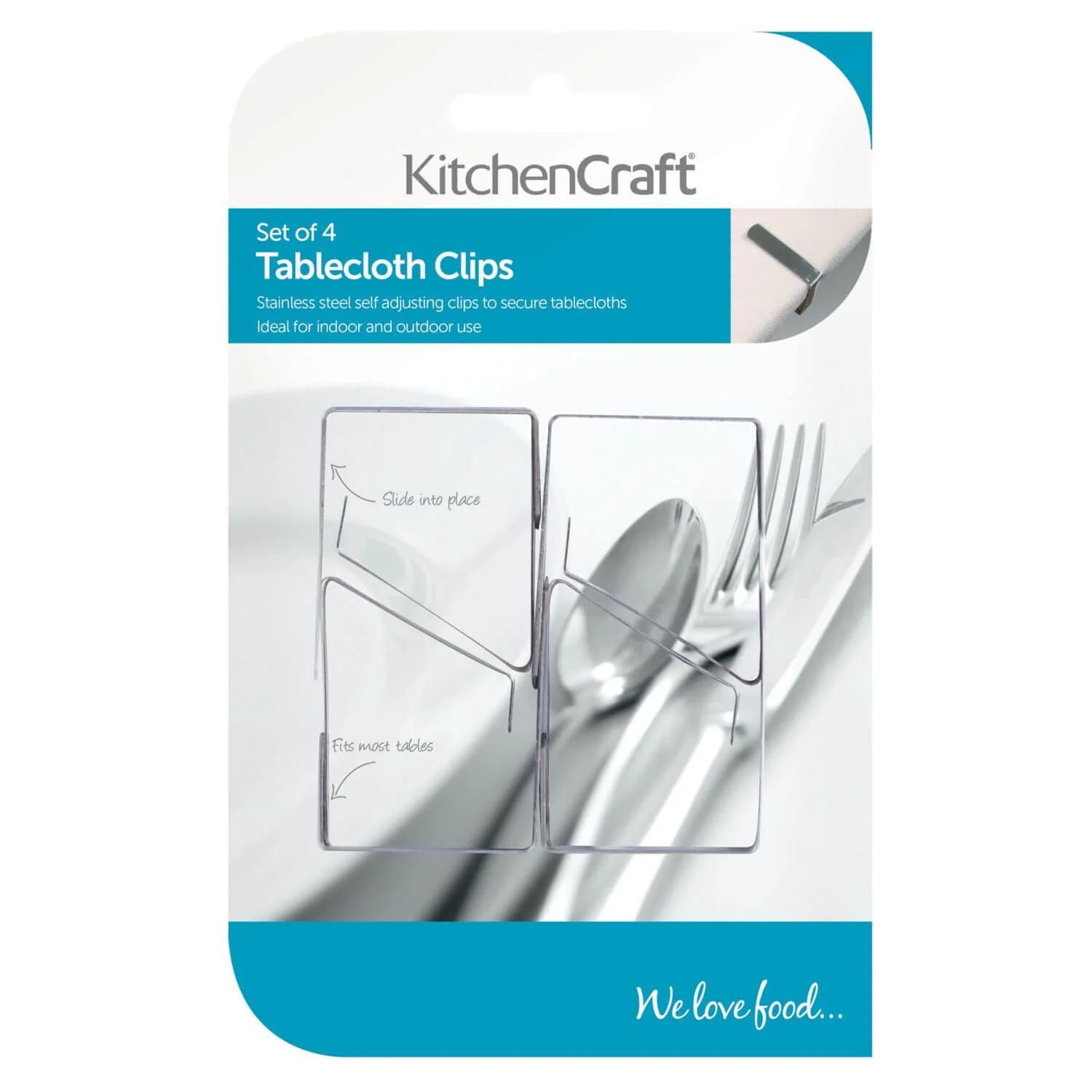 KitchenCraft Stainless Steel Table Cloth Clips - Set of 4 - Image 3