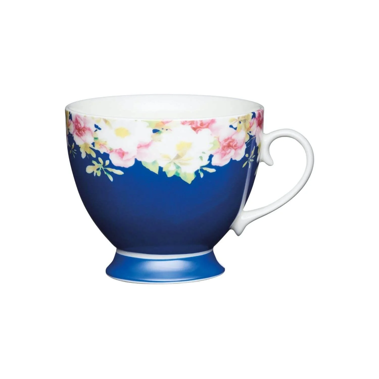 KitchenCraft 400ml Footed Mug - Blue Border