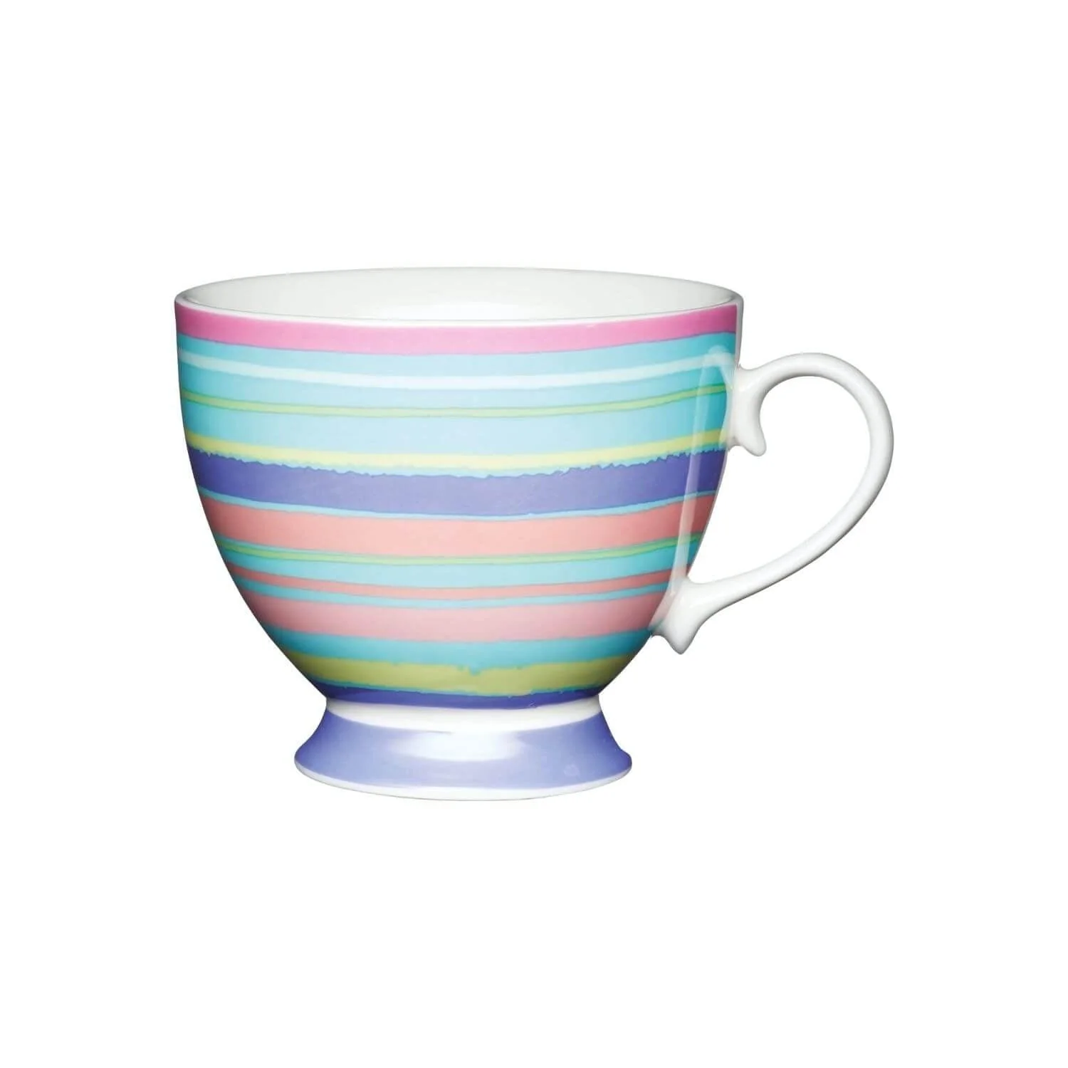KitchenCraft 400ml Footed Mug - Bright Stripe
