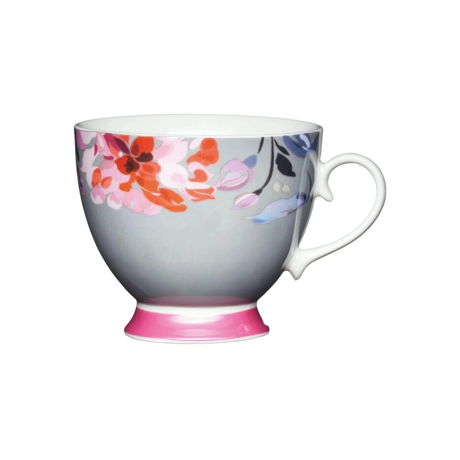 KitchenCraft 400ml Footed Mug - Floral Border