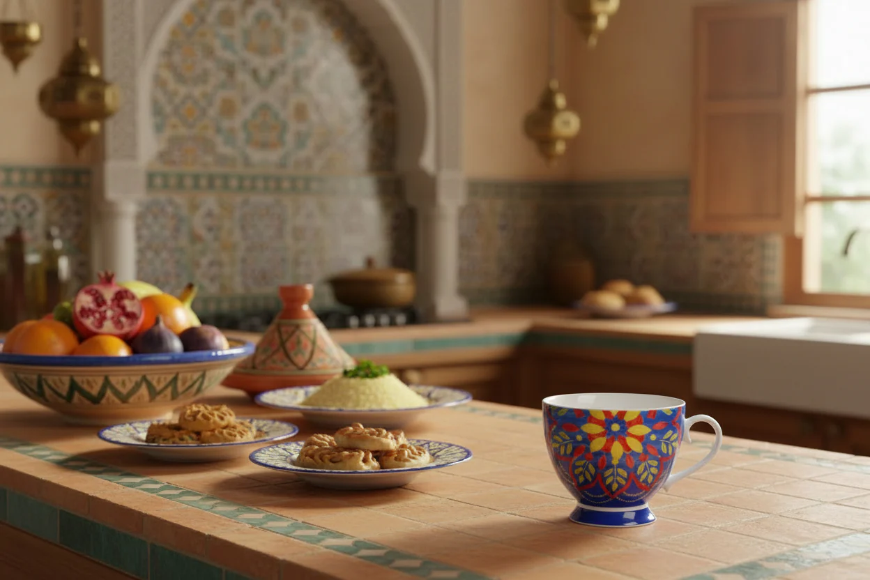 KitchenCraft 400ml Footed Mug  - Moroccan Blue - Image 2