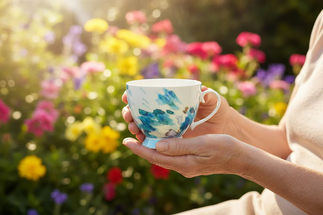 KitchenCraft 400ml Footed Mug - Painted Floral - Image 2