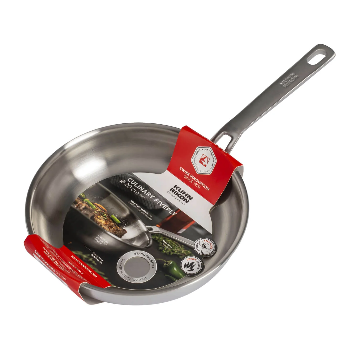 Kuhn Rikon Culinary Fiveply 24cm Uncoated Frying Pan - Image 2