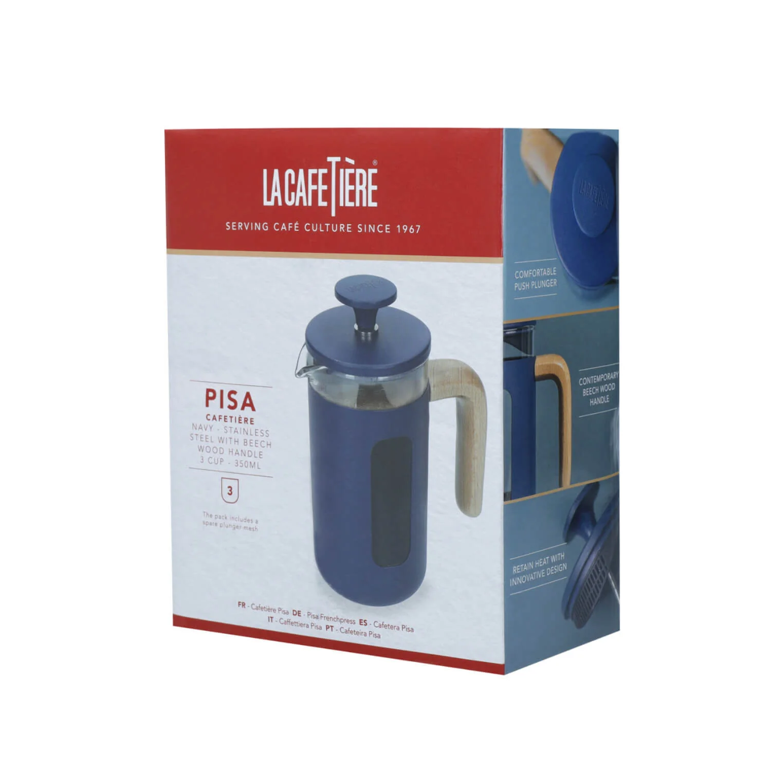 La Cafetiere Pisa 3-Cup Cafetiere - Navy - Image 4