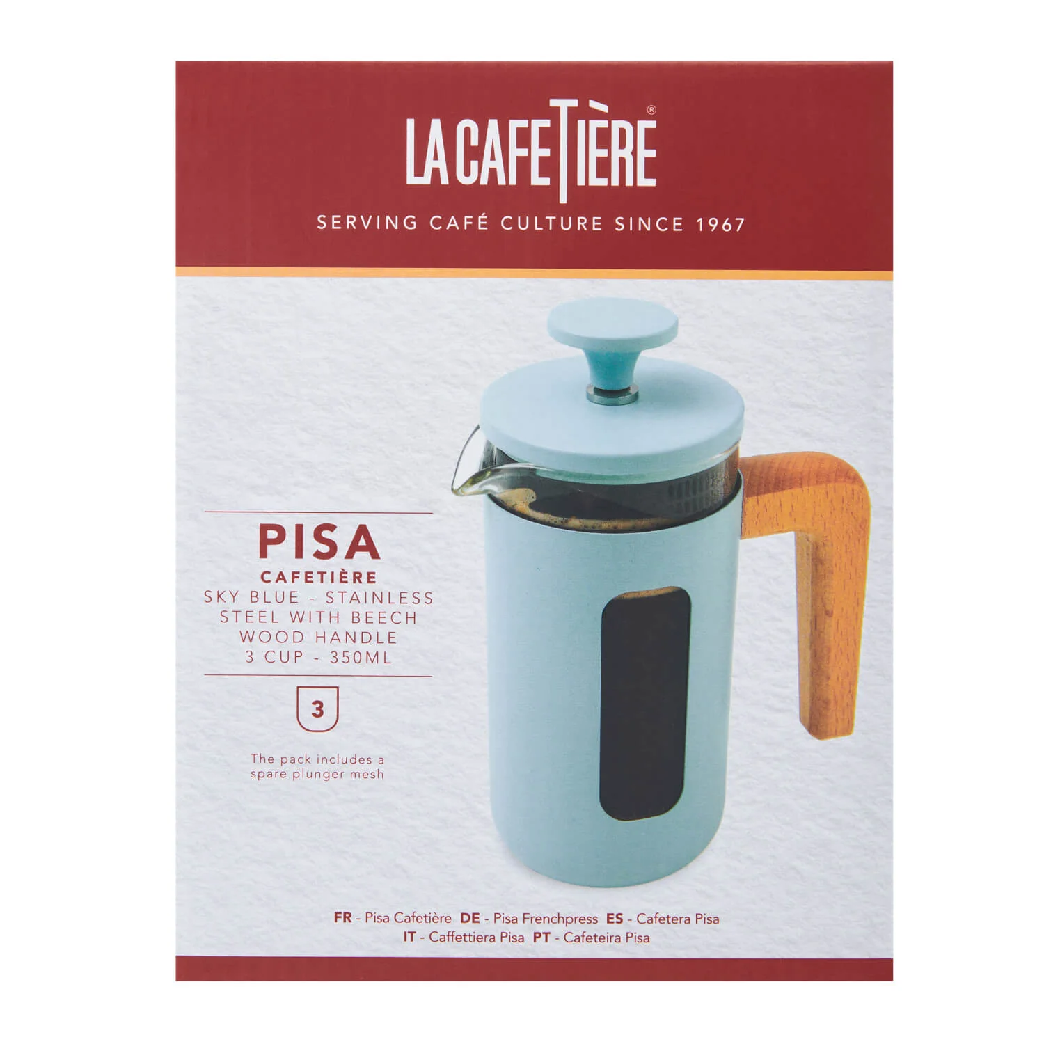 La Cafetière Pisa 3-Cup Cafetière - Sky Blue - Image 5