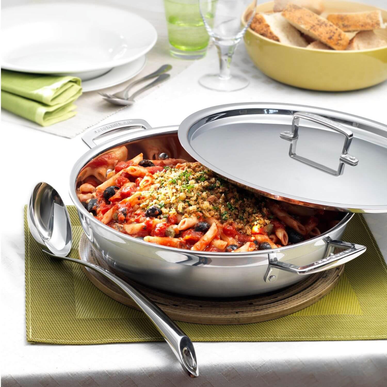 Le Creuset 3-Ply Stainless Steel Shallow Casserole - 24cm - Image 4