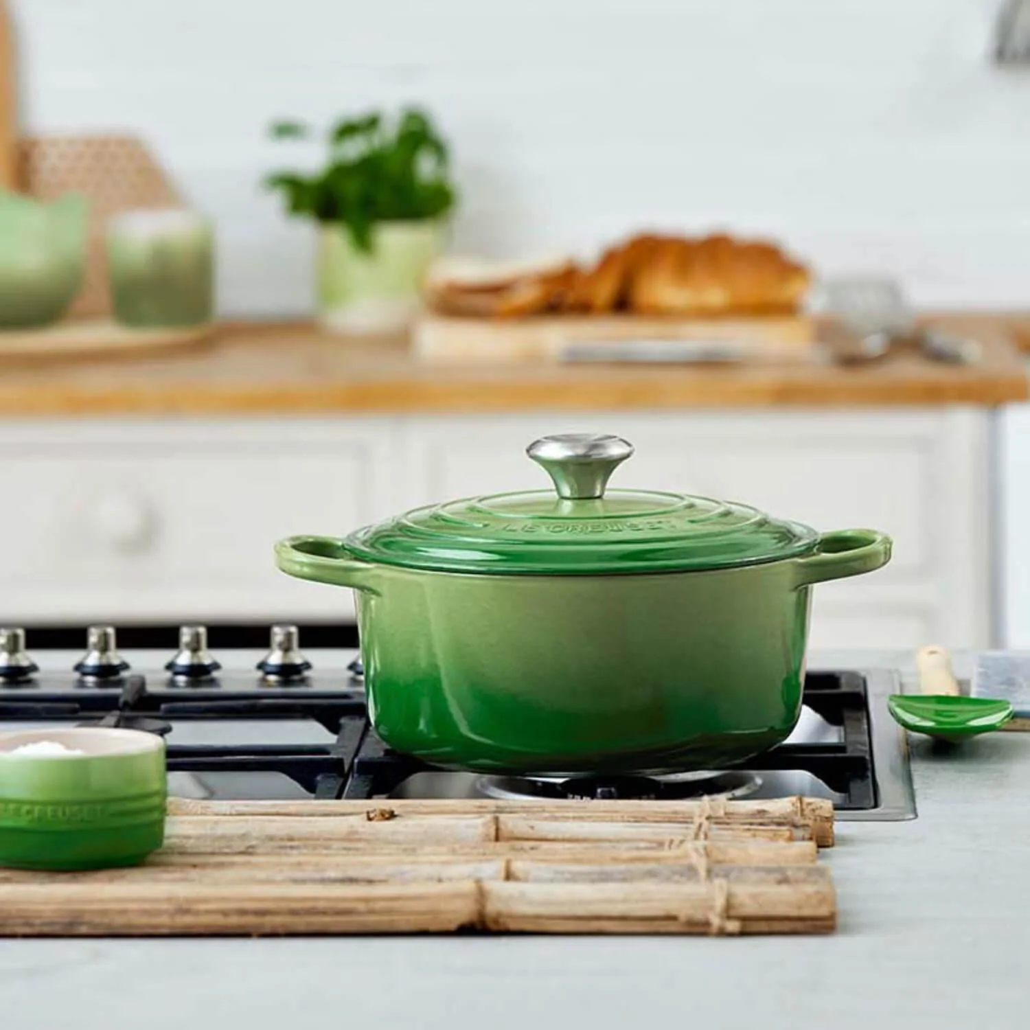 Le Creuset Signature Cast Iron 20cm Round Casserole - Bamboo Green - Image 6