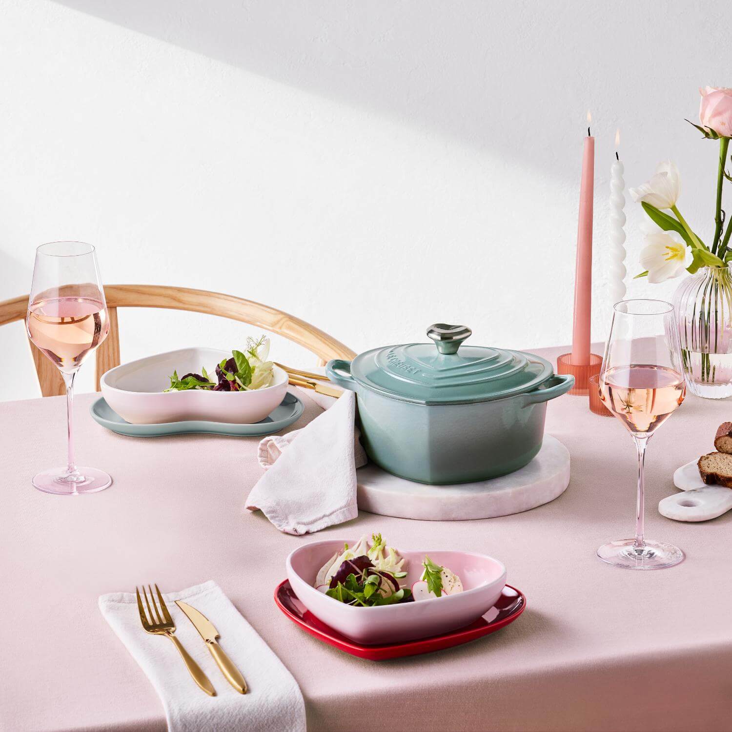 Le Creuset Cast Iron  Heart Shape Casserole Dish - Sea Salt - Image 6