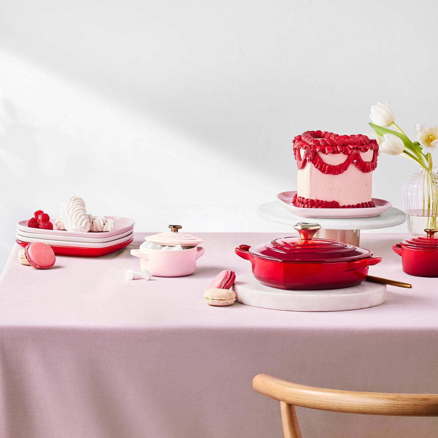 Le Creuset Cast Iron  Heart Shape Dish with Lid - Cerise - Image 6