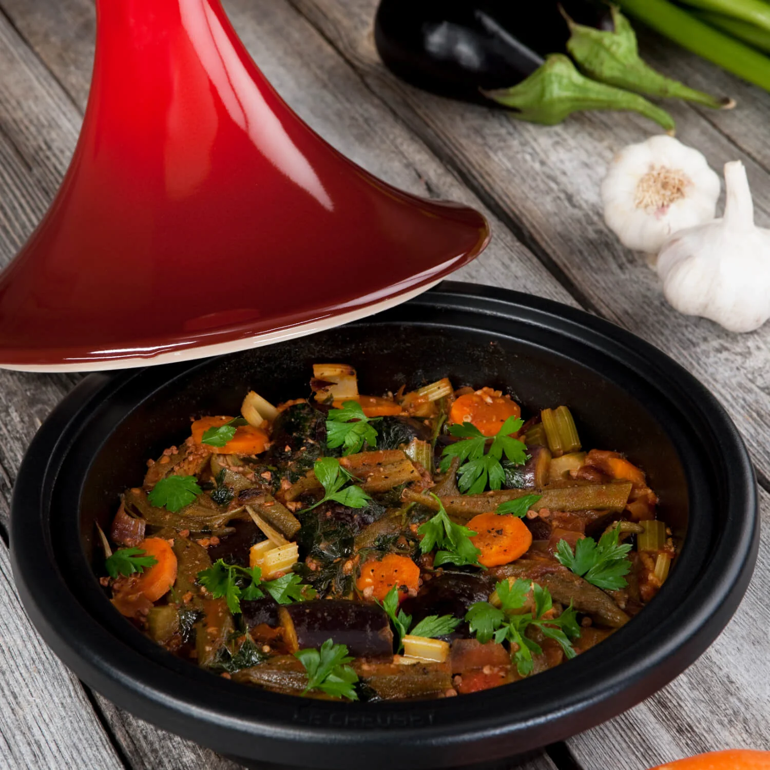 Le Creuset Cast Iron 31cm Round Tagine - Cerise - Image 6
