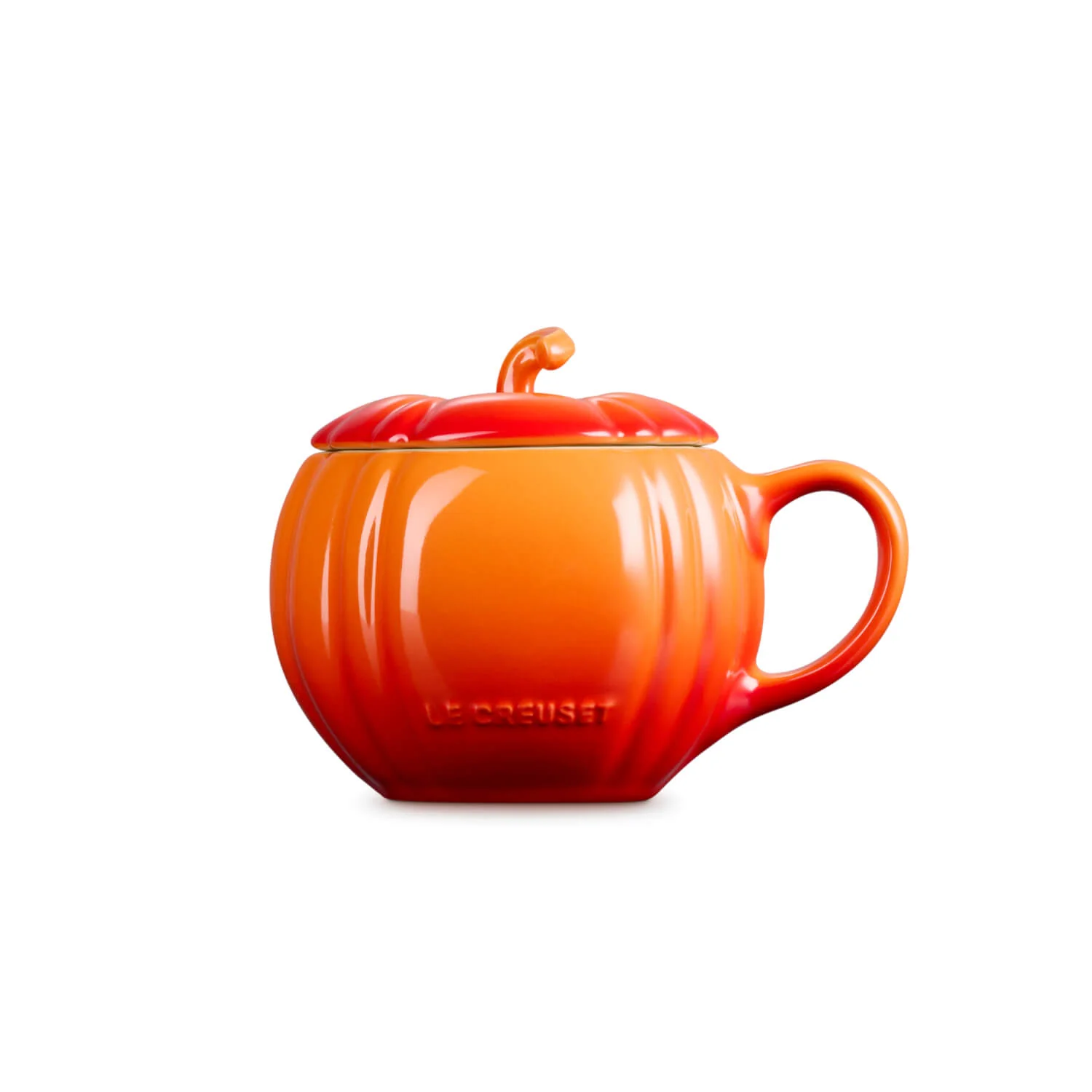 Le Creuset Halloween Stoneware 400ml Pumpkin Mug with Lid - Volcanic - Image 2