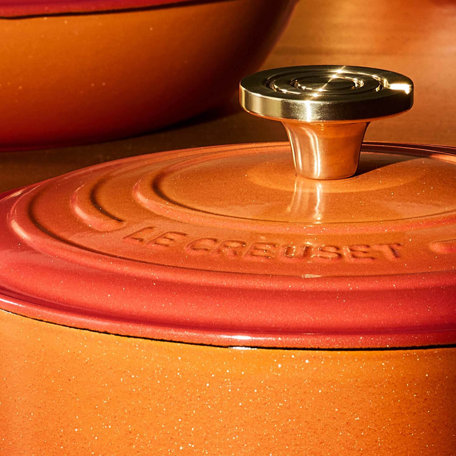 Le Creuset Limited Edition Signature Cast Iron 3-Piece Casserole Dish Set - Flamme Doree - Image 11
