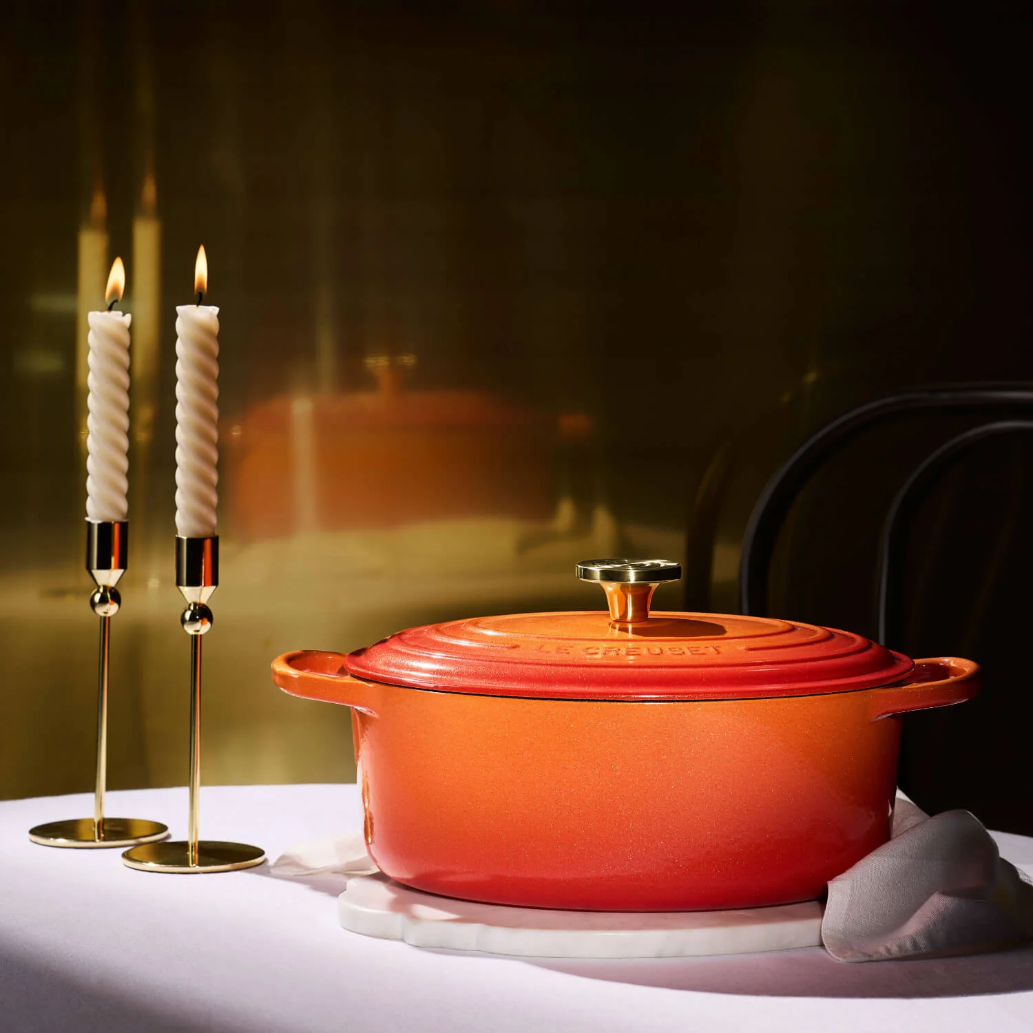Le Creuset Limited Edition Signature Cast Iron 3-Piece Casserole Dish Set - Flamme Doree - Image 14
