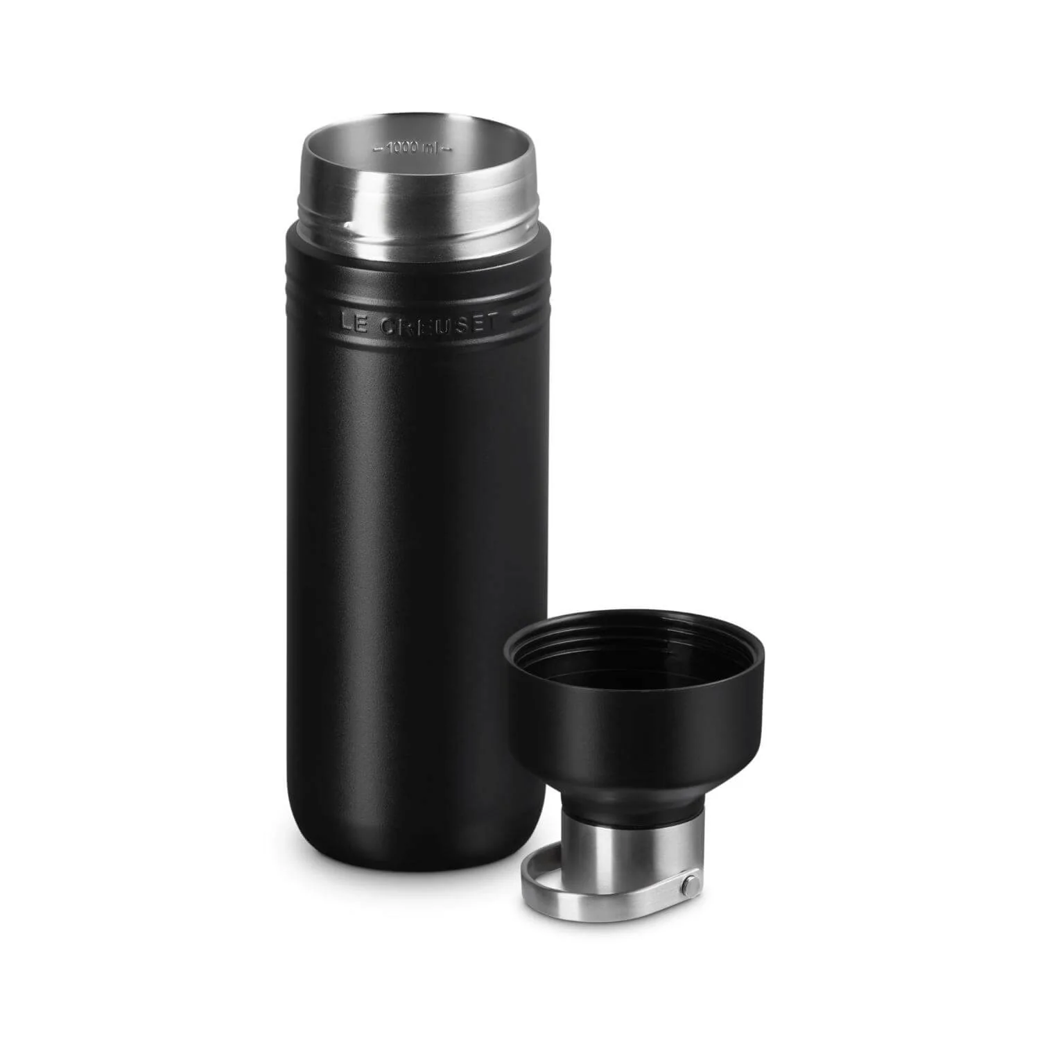 Le Creuset 'On The Go' 1-Litre Insulated Water Bottle - Satin Black - Image 2