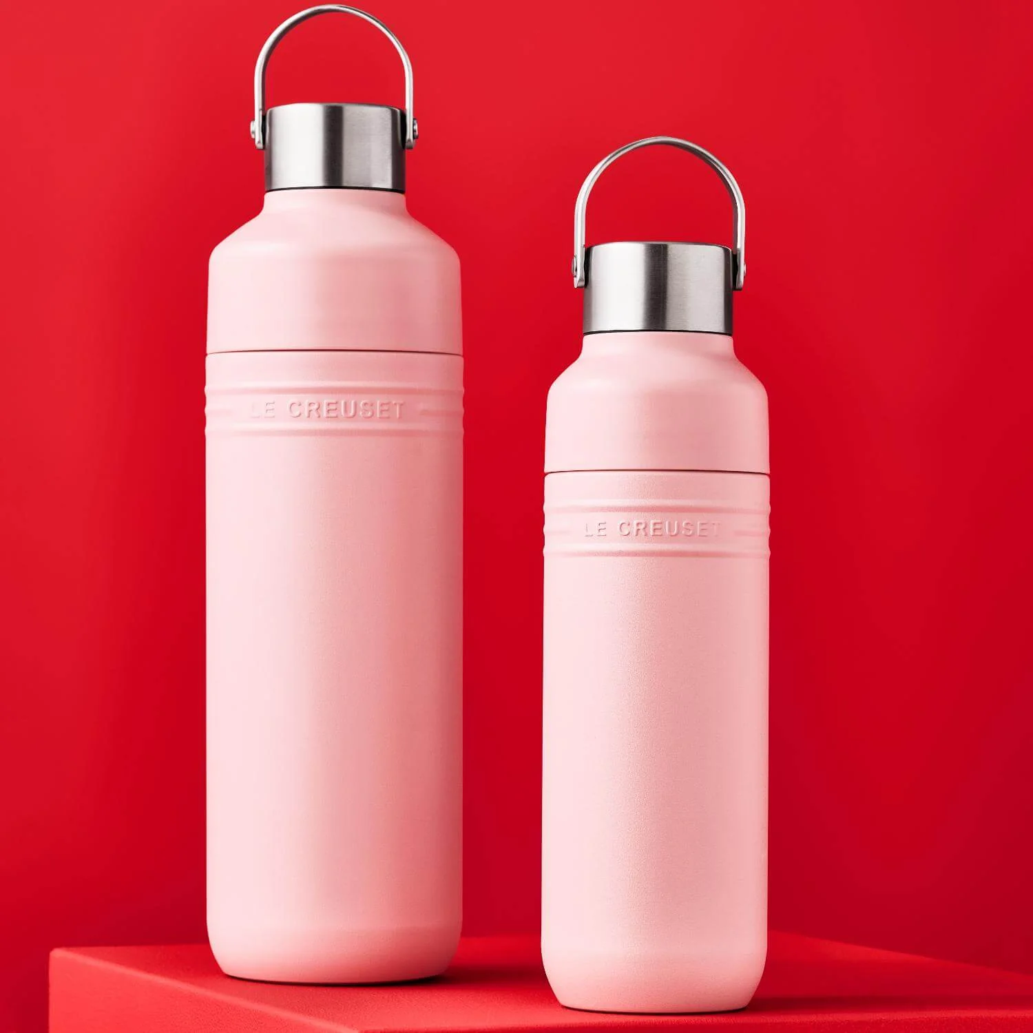 Le Creuset 'On The Go' 1-Litre Insulated Water Bottle - Shell Pink - Image 5
