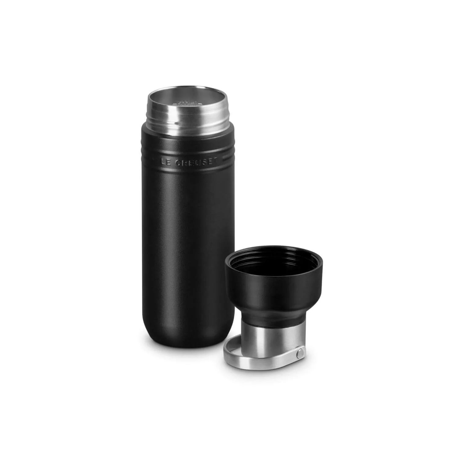 Le Creuset 'On The Go' 500ml Insulated Water Bottle - Satin Black - Image 2