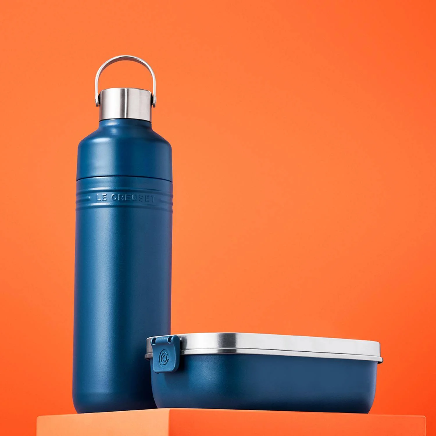 Le Creuset 'On The Go' Stainless Steel 900ml Rectangular Lunch Box - Deep Teal - Image 6