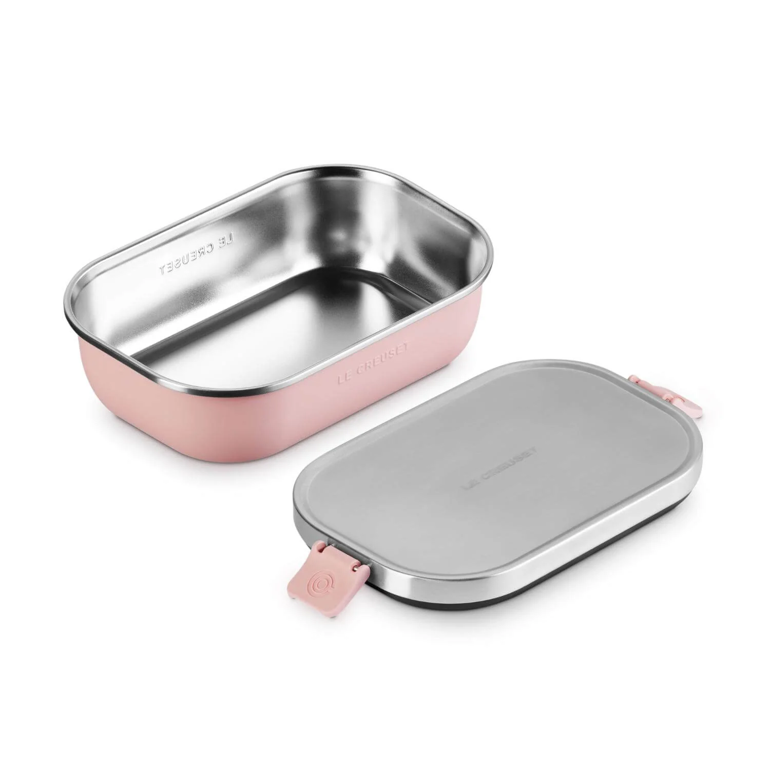 Le Creuset 'On The Go' Stainless Steel 900ml Rectangular Lunch Box - Shell Pink - Image 3