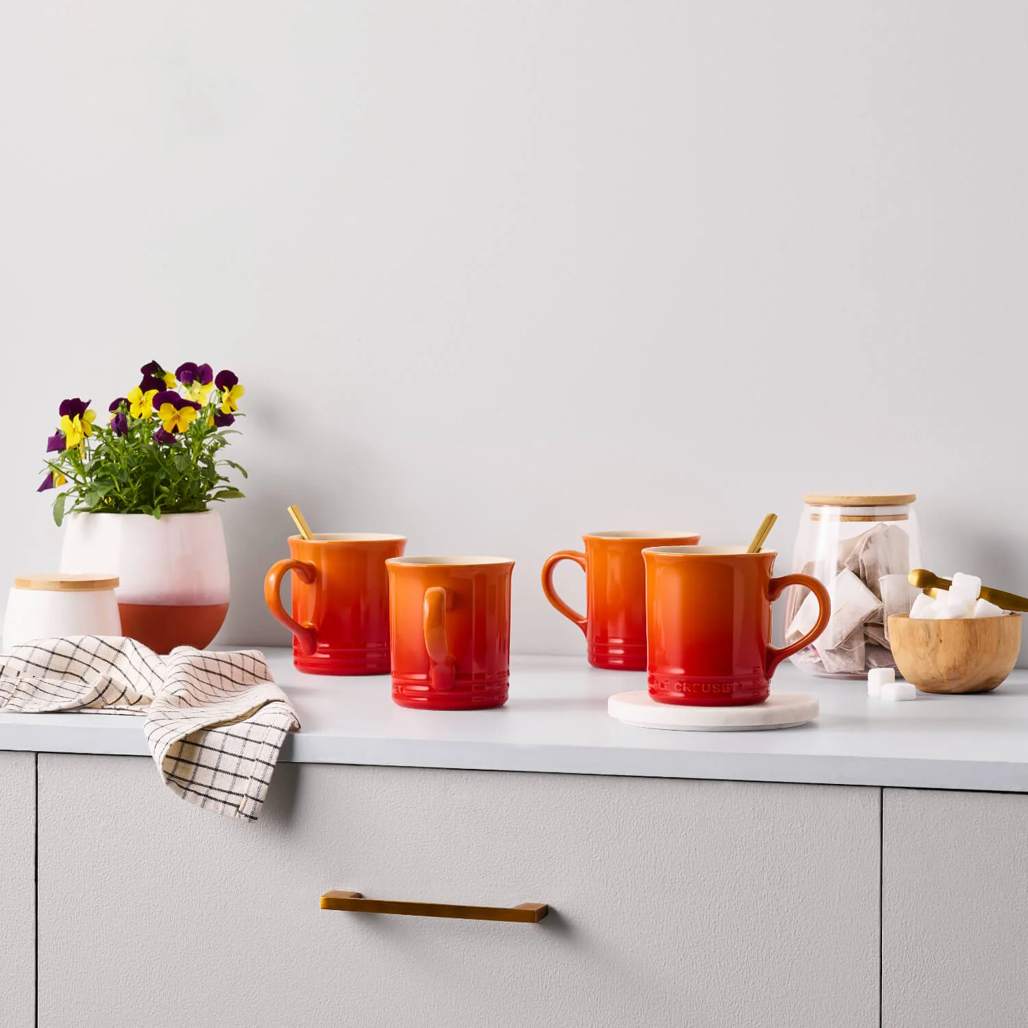 Le Creuset Seattle 400ml Stoneware 4-Piece Mug Set - Volcanic - Image 5