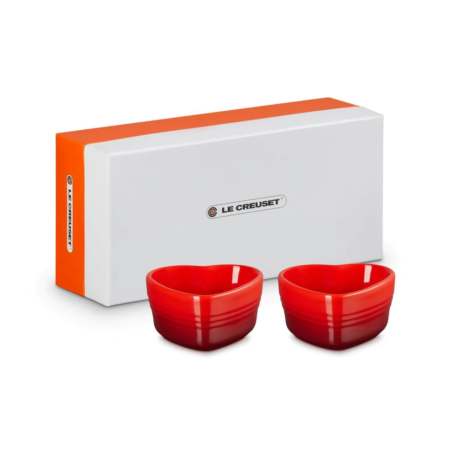 Le Creuset Set of 2 Heart Stoneware Ramekins - Cerise - Image 5