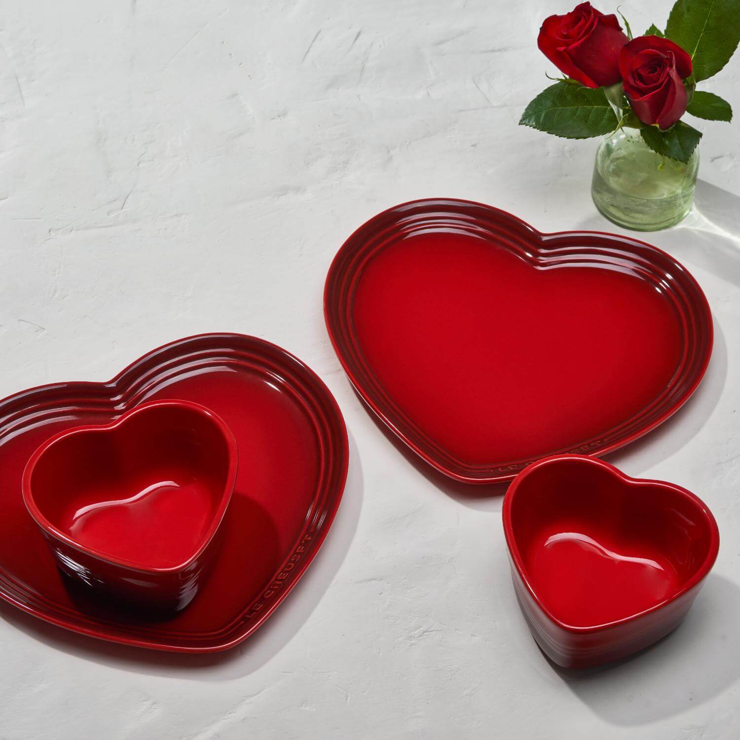 Le Creuset Set of 2 Heart Stoneware Ramekins - Cerise - Image 6