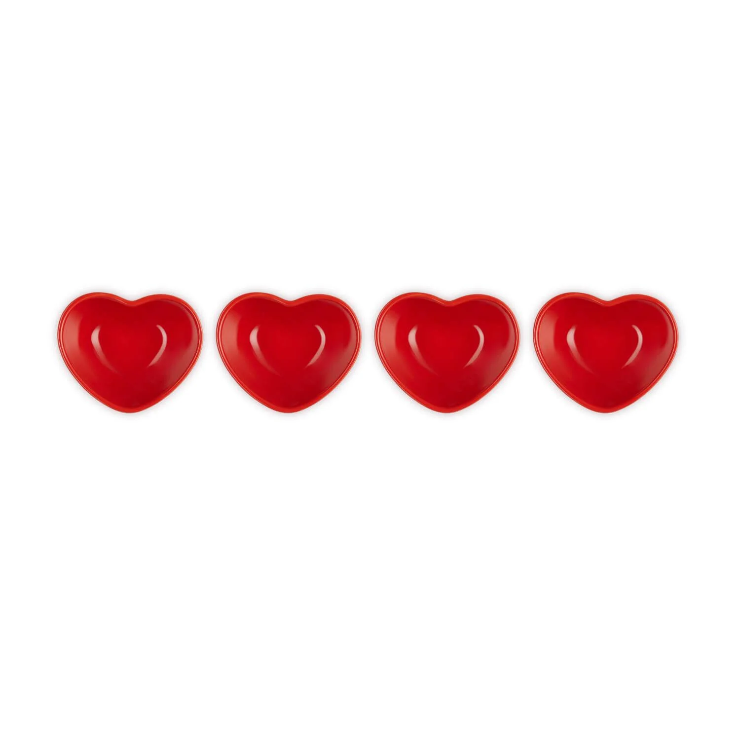 Le Creuset Set of 4 Mini Heart Stoneware Bowls - Cerise - Image 2